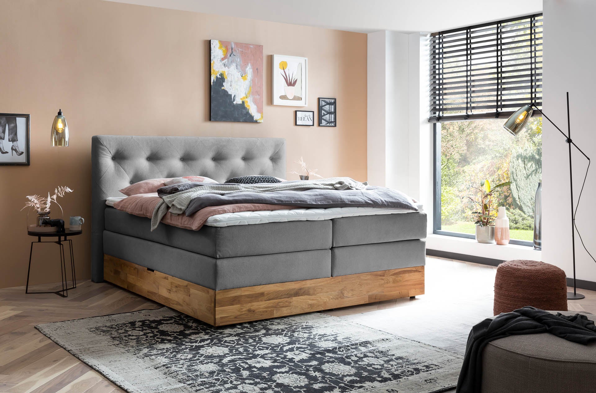 [SKU:ABM-160BTK-ANT,ABM-180BTK-ANT] Boxspringbett 180x200 160x200 Bett Bettkasten Polsterbett Doppelbett Motorbett Bett elektrisch verstellbar Bett mit Motor