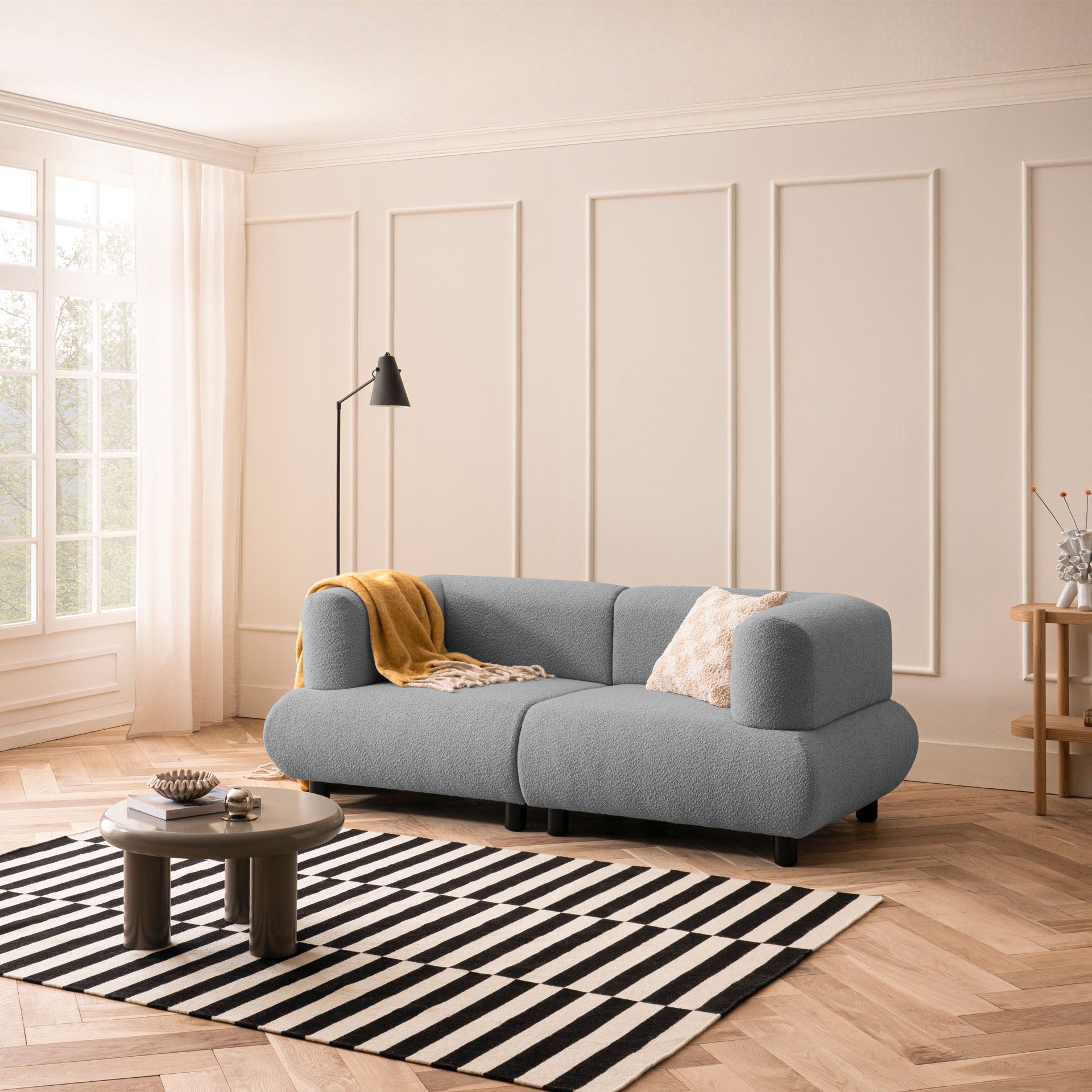 [SKU:1MODUL102ANTOS] Sofa 2-Sitzer Anthrazit Polstersofa Couch Wohnzimmersofa Stoffsofa Designsofa