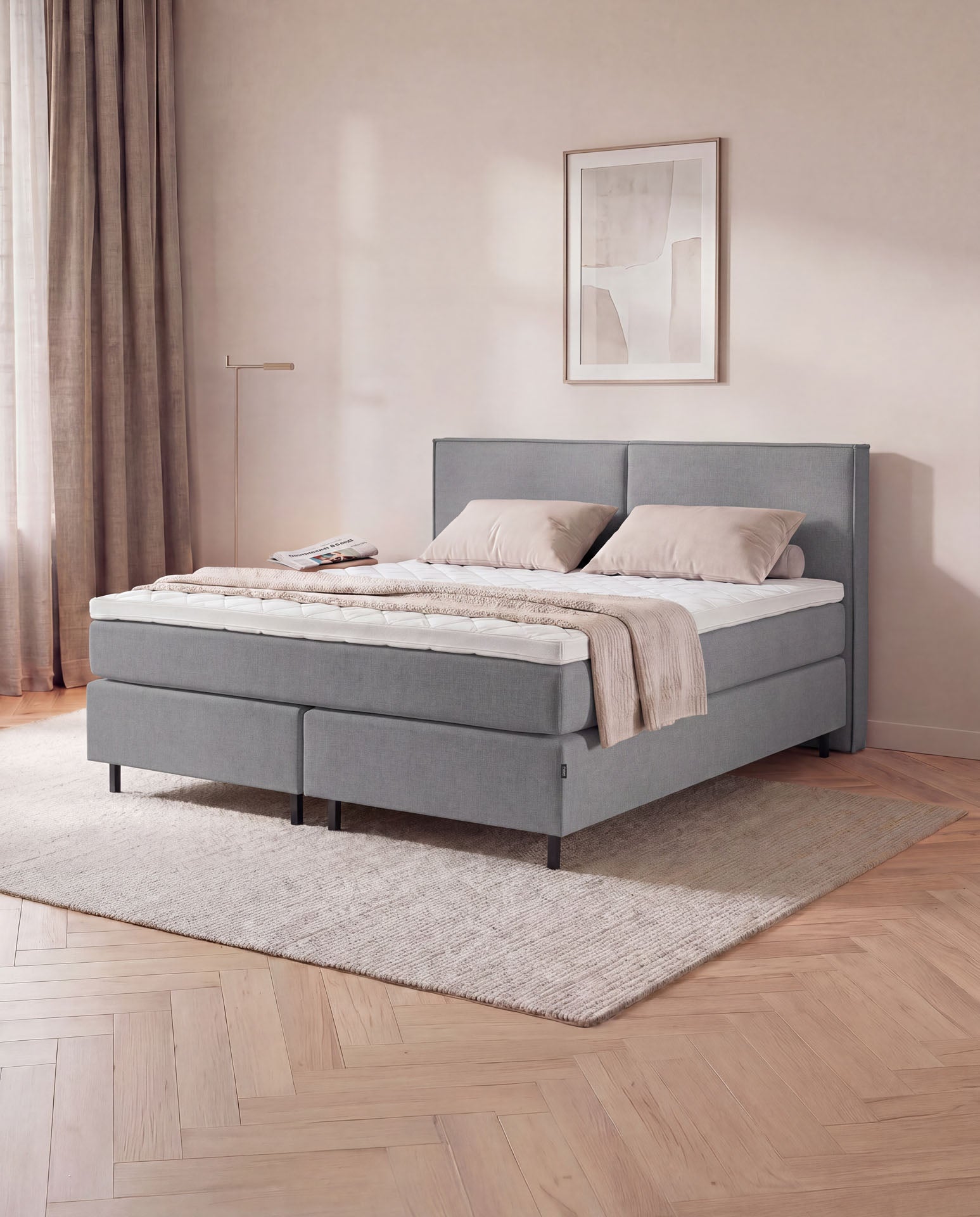 Boxspringbett 160x200 180x200 200x200 Anthrazit Bett Polsterbett Doppelbett Boxspring Bett grau Schlafzimmer