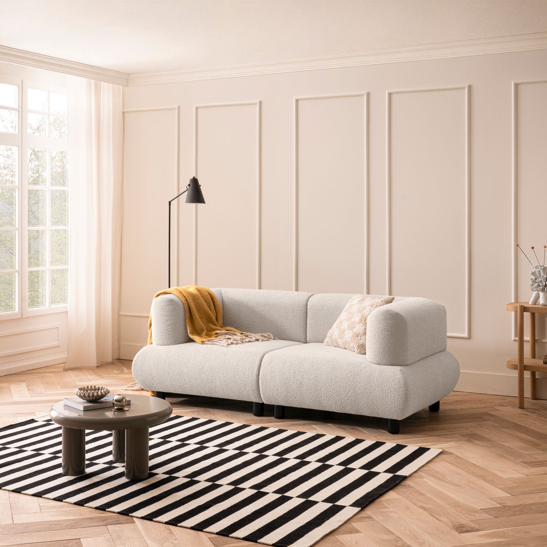 [SKU:1MODUL102BEIOS] Sofa 2-Sitzer Beige Polstersofa Couch Wohnzimmersofa Stoffsofa Designsofa