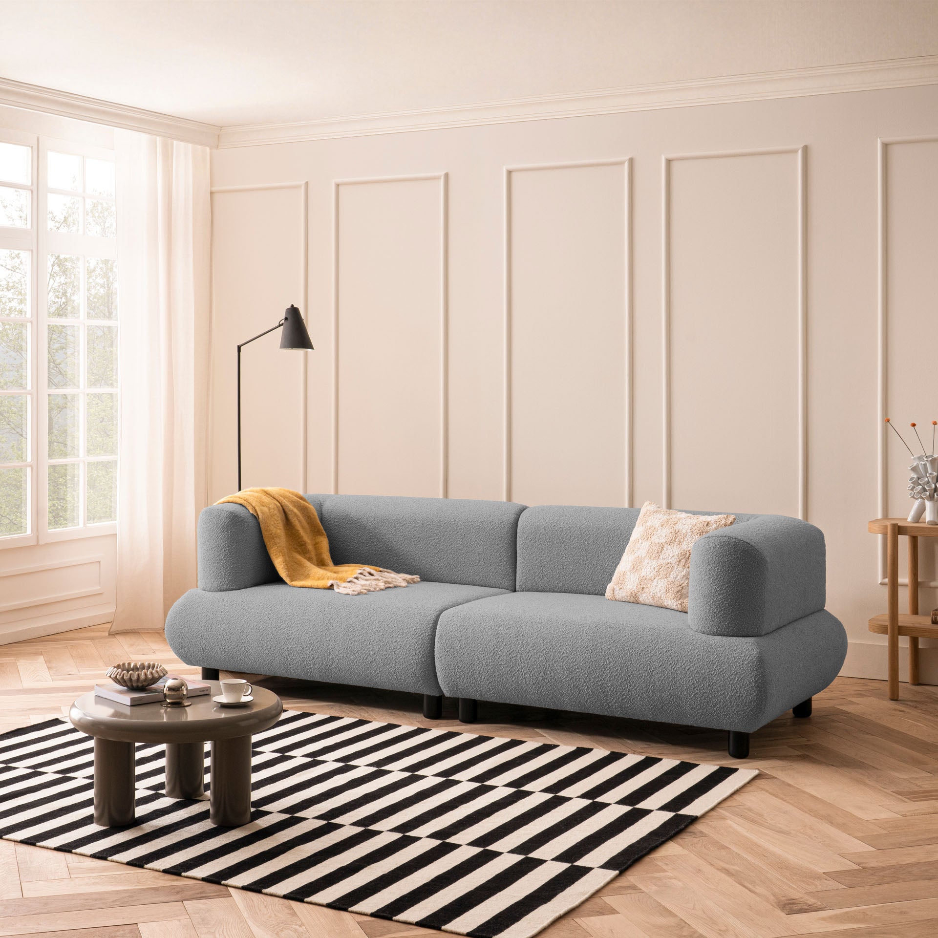 [SKU:1MODUL103ANTOS] Sofa 3-Sitzer Anthrazit Polstersofa Couch Wohnzimmersofa Stoffsofa Designsofa