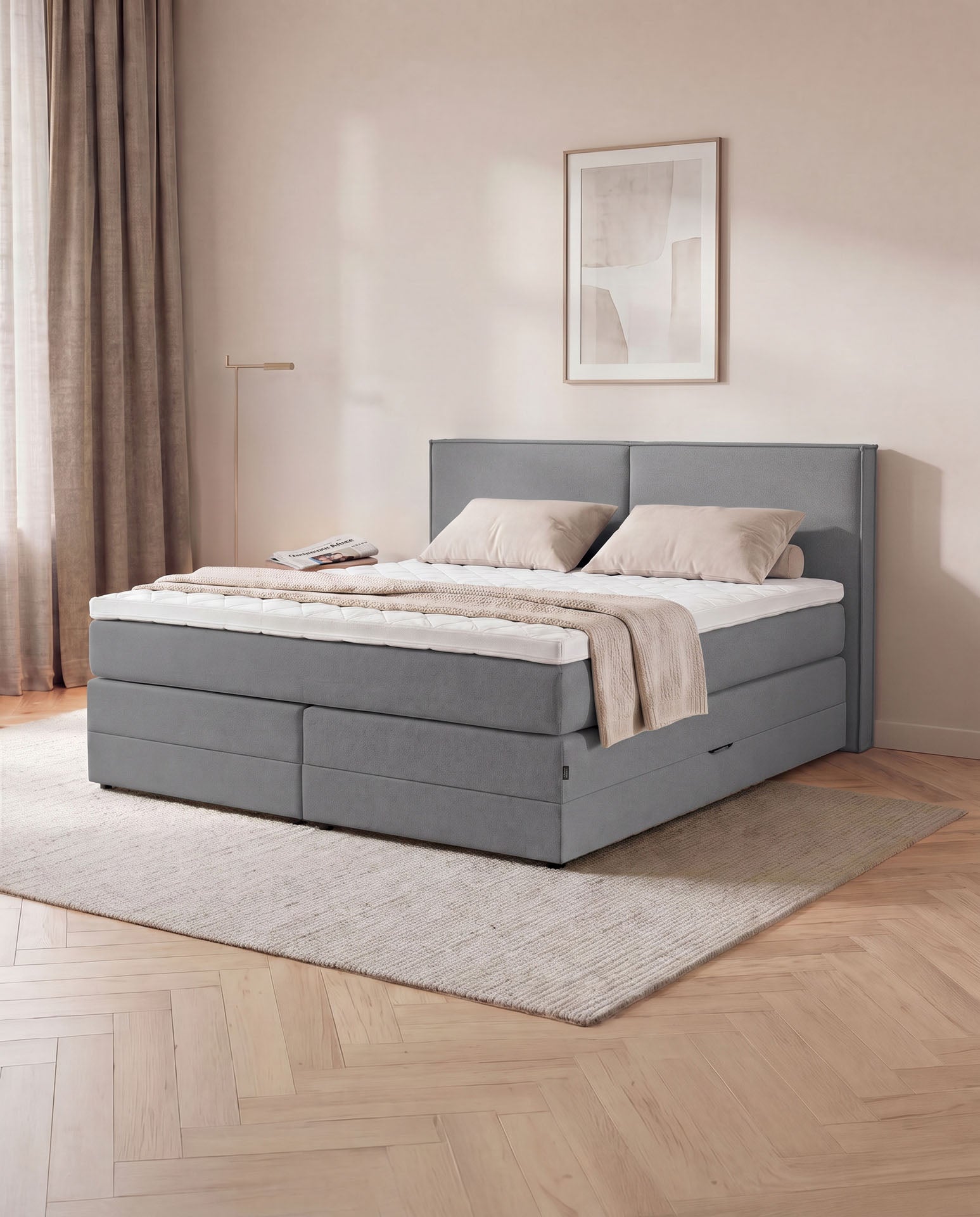 Boxspringbett mit Bettkasten 160x200 180x200 200x200 Anthrazit Bett Stauraum Polsterbett Doppelbett Boxspring Bett