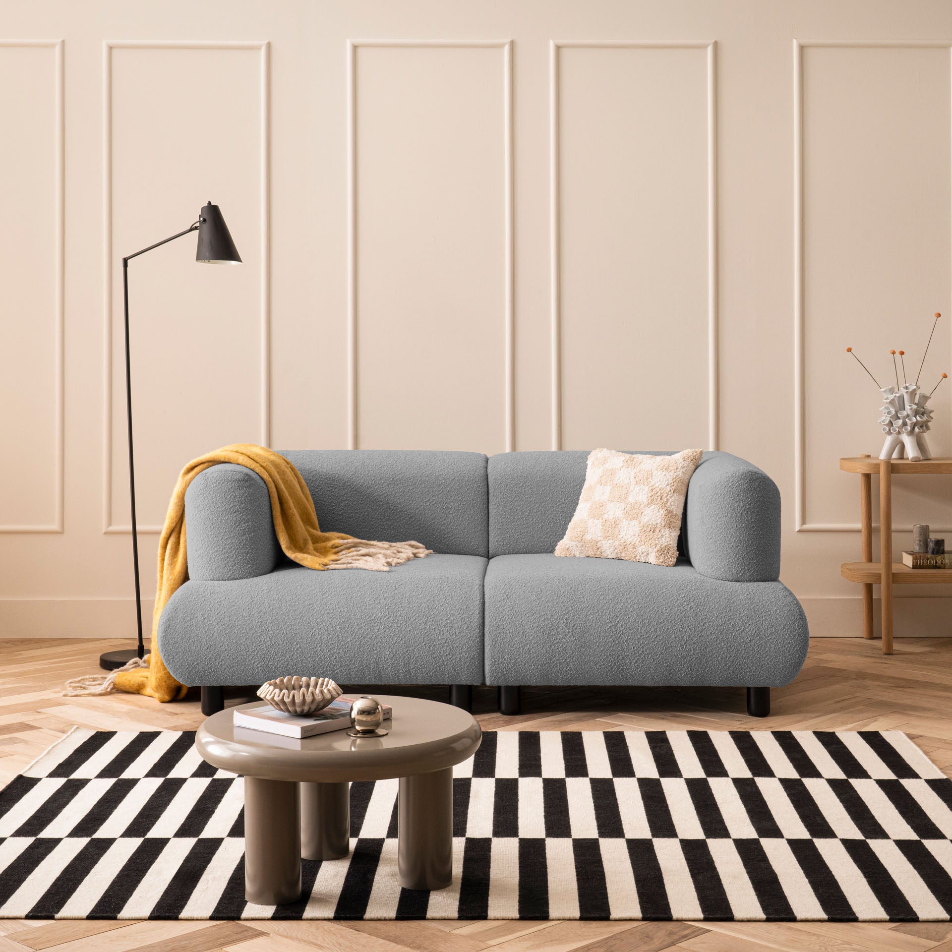 [SKU:1MODUL102ANTOS] Sofa 2-Sitzer Anthrazit Polstersofa Couch Wohnzimmersofa Stoffsofa Designsofa