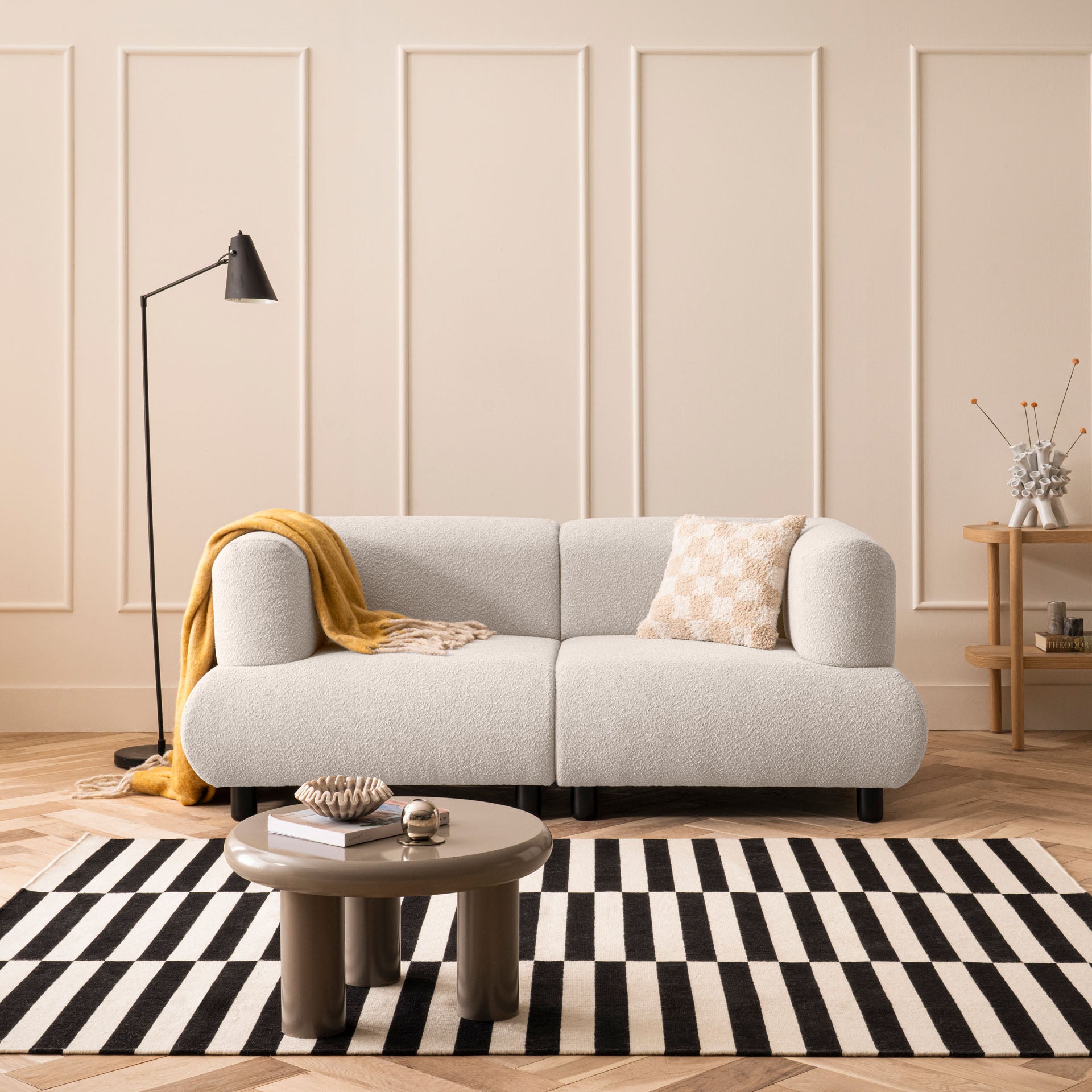 [SKU:1MODUL102BEIOS] Sofa 2-Sitzer Beige Polstersofa Couch Wohnzimmersofa Stoffsofa Designsofa