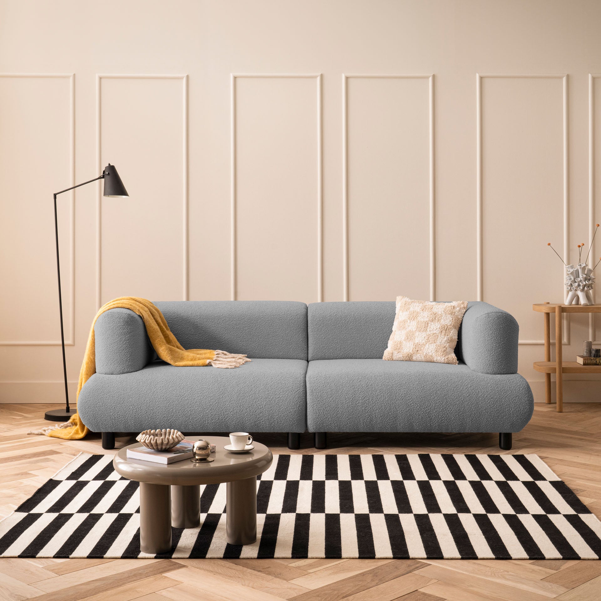 [SKU:1MODUL103ANTOS] Sofa 3-Sitzer Anthrazit Polstersofa Couch Wohnzimmersofa Stoffsofa Designsofa