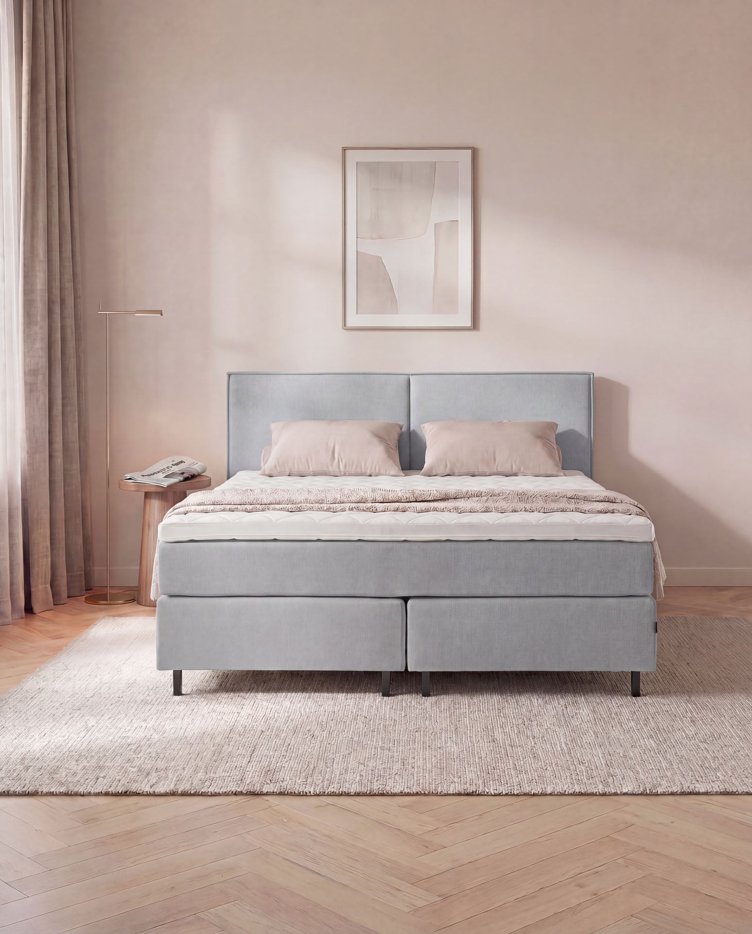 Boxspringbett 160x200 180x200 200x200 Hellgrau Bett Polsterbett Doppelbett Boxspring Bett grau Schlafzimmer