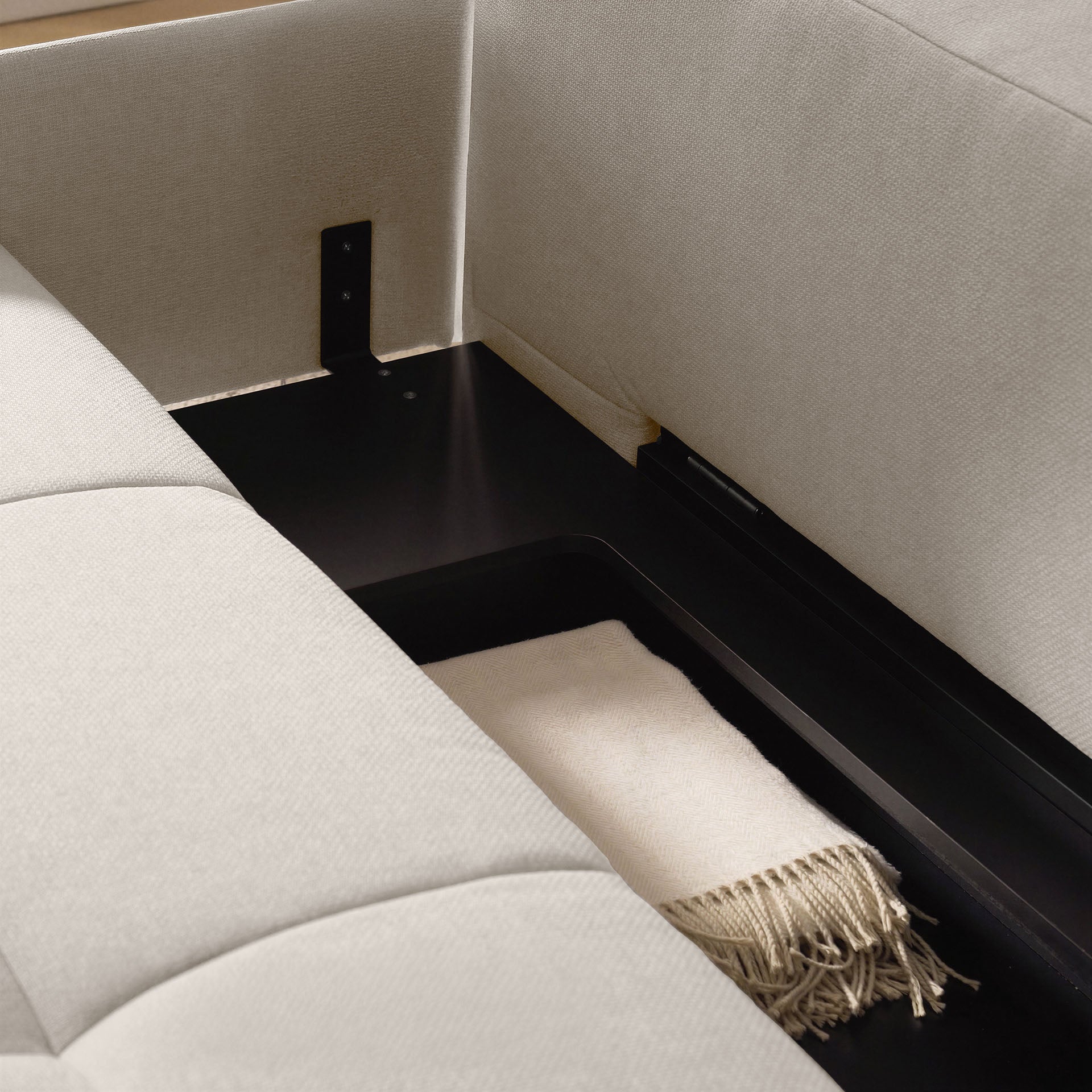 [SKU:1TAMINO203BEISB] Schlafsofa Beige Holzfüße Sofa mit Schlaffunktion Schlafcouch Bettkasten Schlafsofa mit Bettkasten