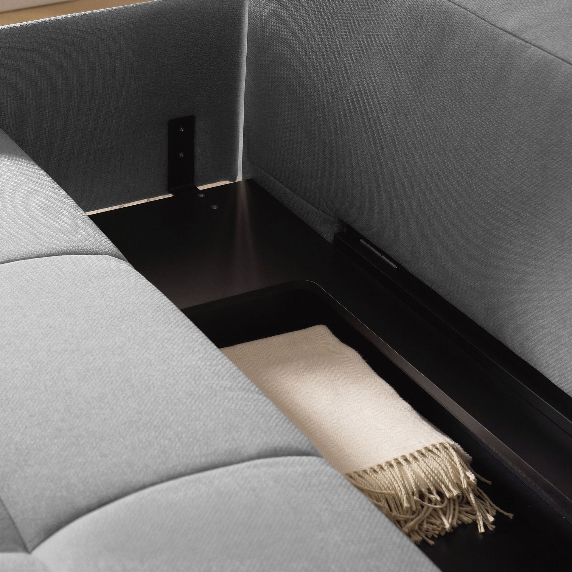 [SKU:1TAMINO203HGRSB] Schlafsofa Hellgrau Holzfüße Sofa mit Schlaffunktion Schlafcouch Bettkasten Schlafsofa mit Bettkasten