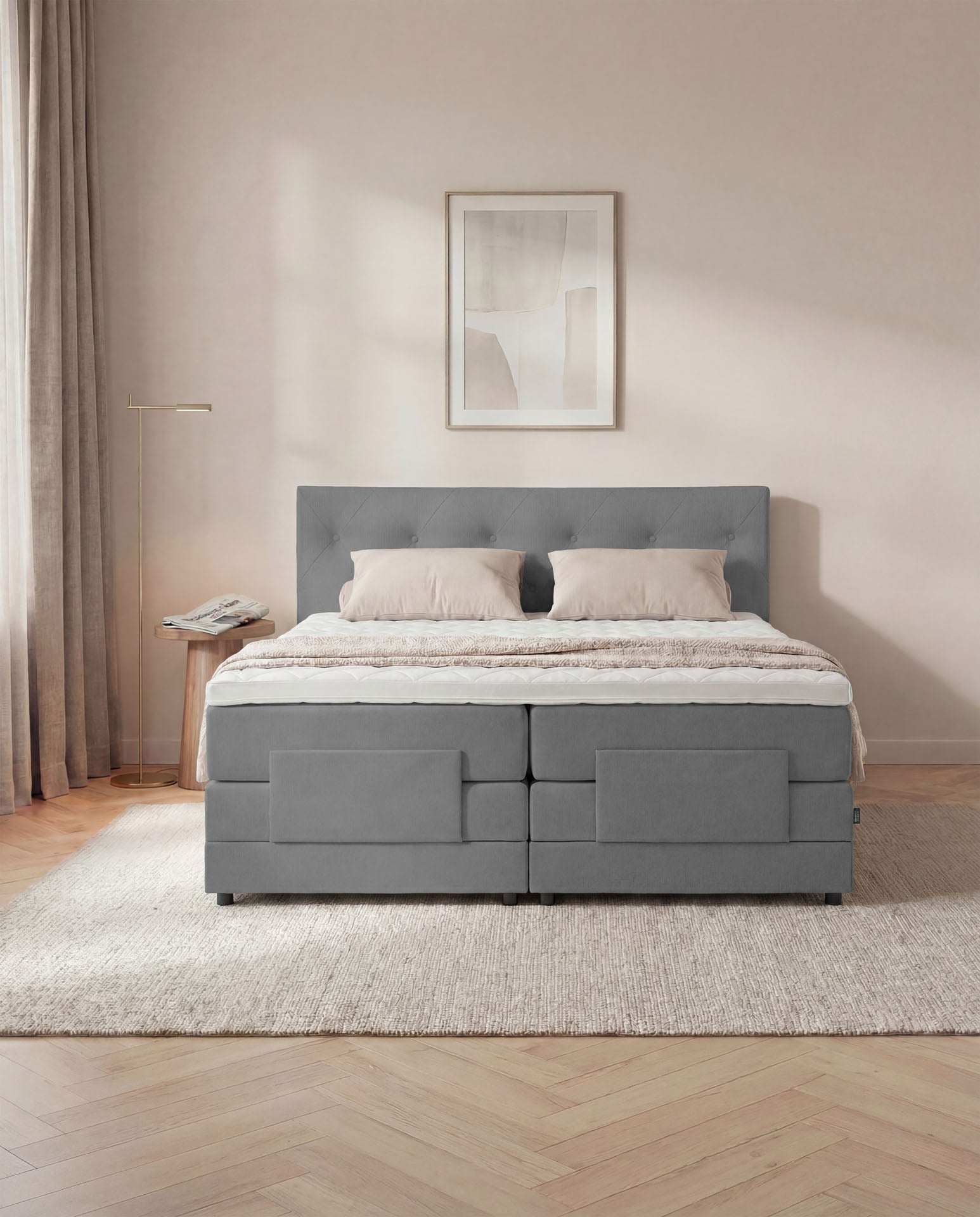 [SKU:3ABI16ANTEV,3ABI18ANTEV,3ABI20ANTEV] Boxspringbett 160x200 180x200 200x200 Anthrazit Bett elektrisch verstellbar Motorbett Bett mit Motor Polsterbett Doppelbett Bett verstellbar Schlafzimmer
