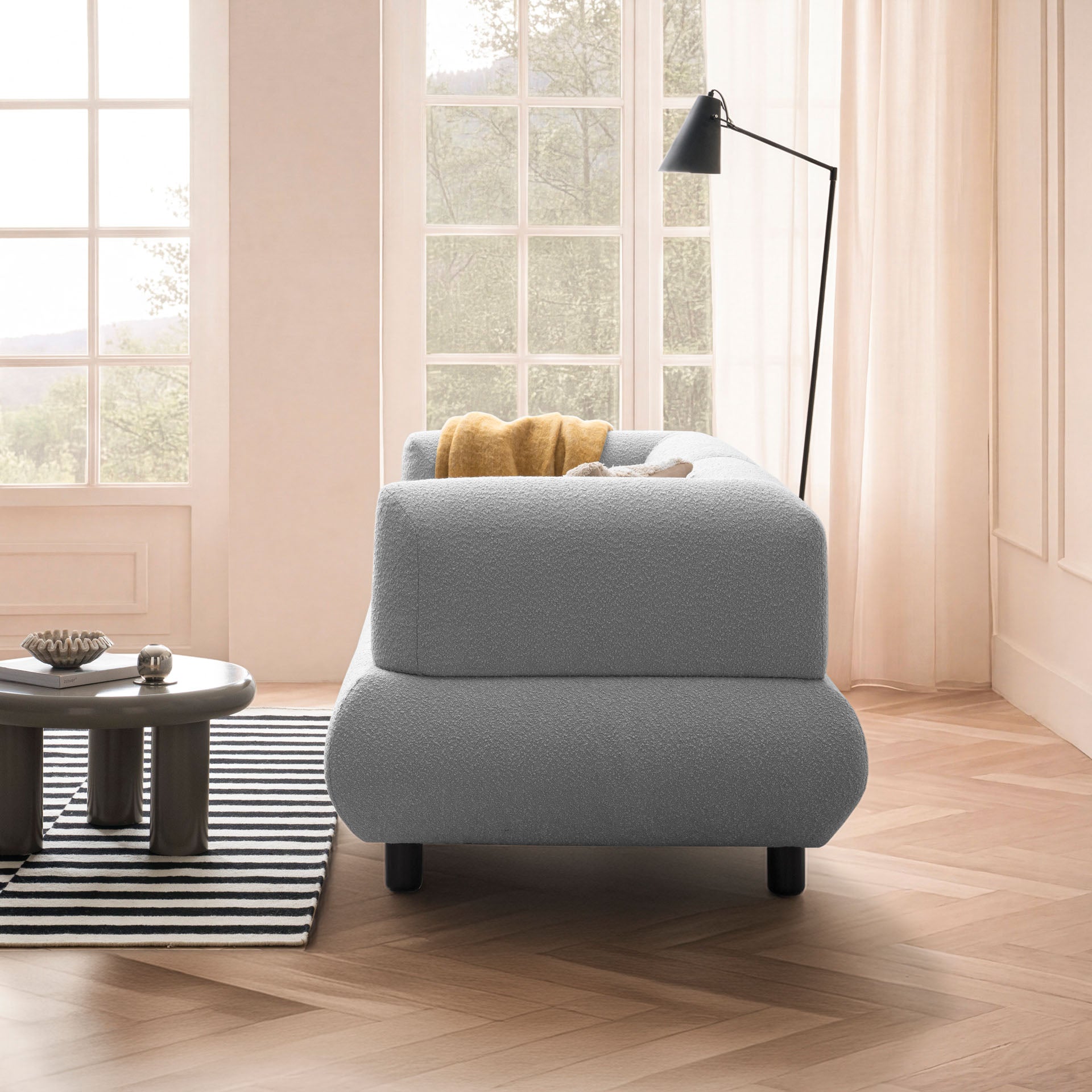[SKU:1MODUL102HGROS] Sofa 2-Sitzer Hellgrau Polstersofa Couch Wohnzimmersofa Stoffsofa Designsofa