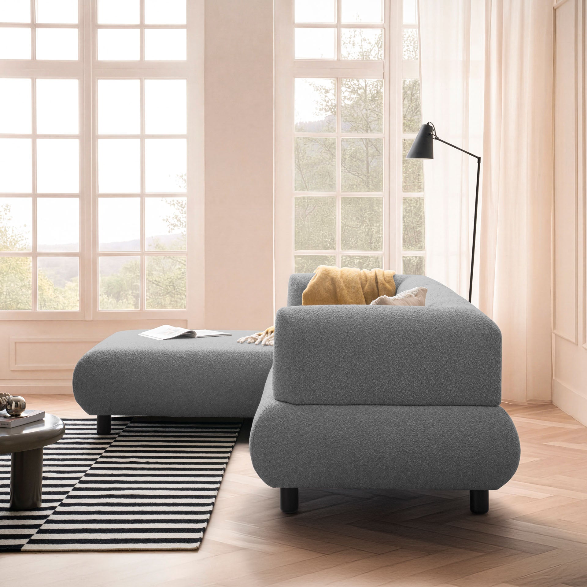 [SKU:1MODUL132ANTOS] Sofa 3-Sitzer Ecksofa Anthrazit Polstersofa Couch L-Form Ottomane links Wohnlandschaft Designsofa