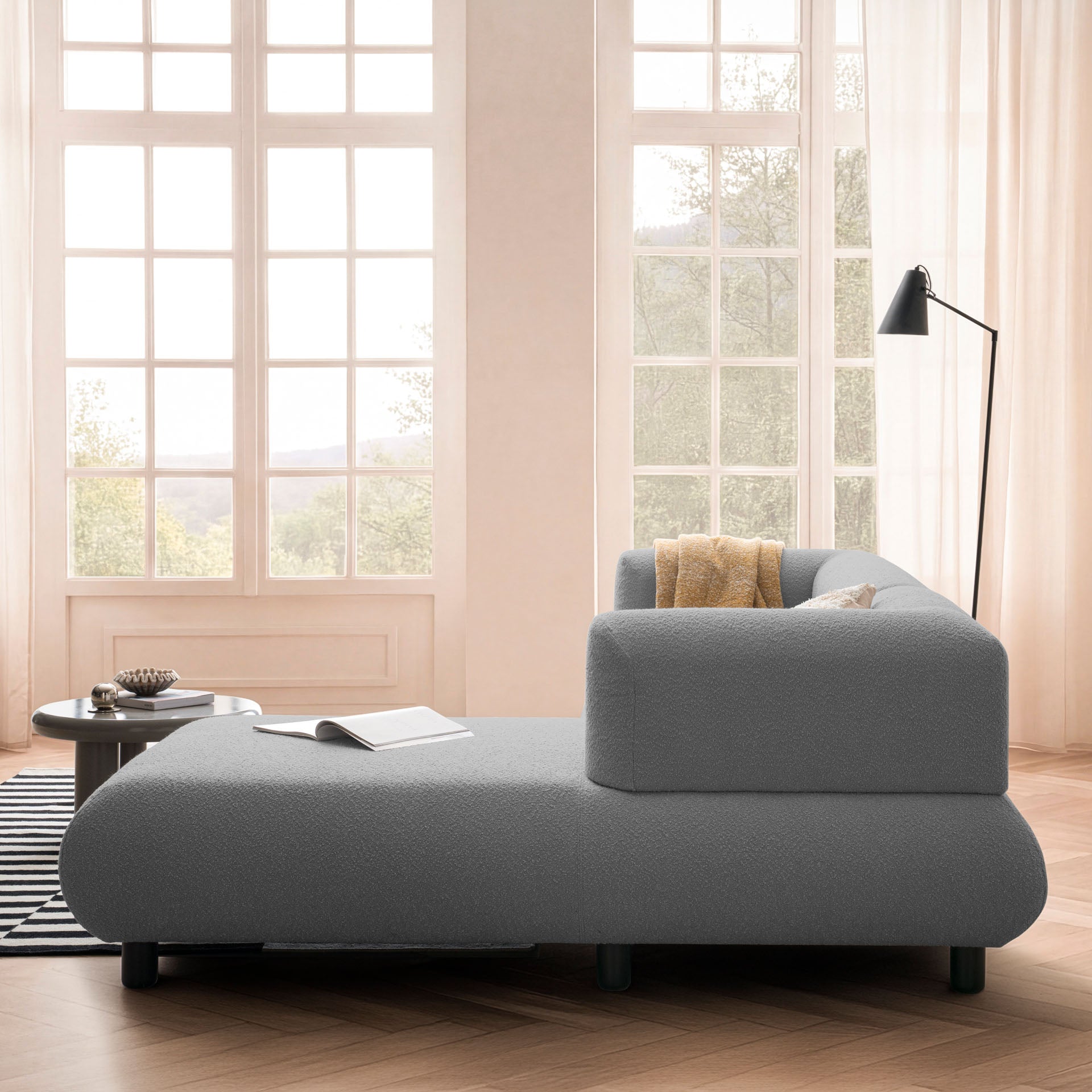 [SKU:1MODUL131ANTOS] Sofa 3-Sitzer Ecksofa Anthrazit Polstersofa Couch L-Form Ottomane rechts Wohnlandschaft Designsofa