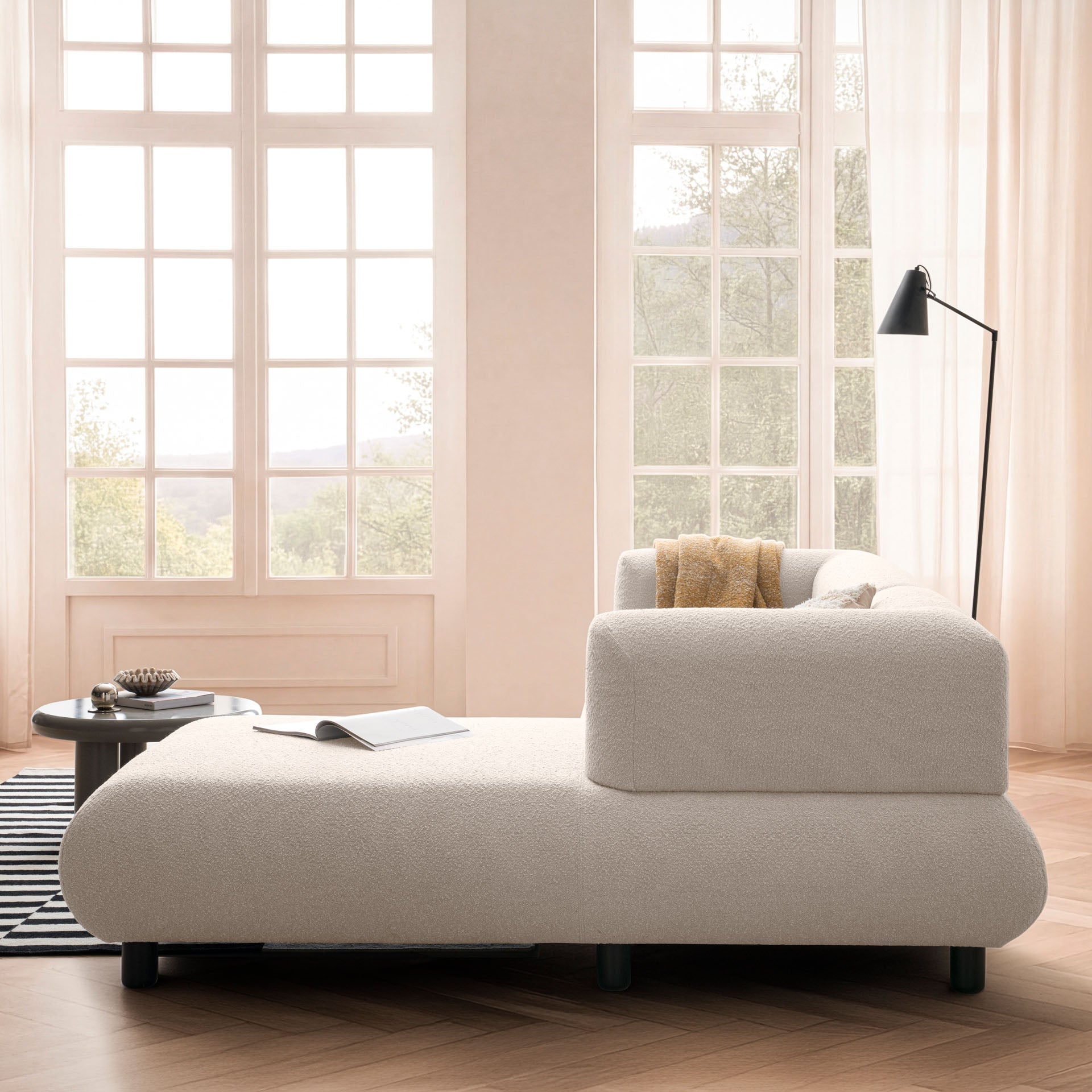 [SKU:1MODUL131BEIOS] Sofa 3-Sitzer Ecksofa Beige Polstersofa Couch L-Form Ottomane rechts Wohnlandschaft Designsofa