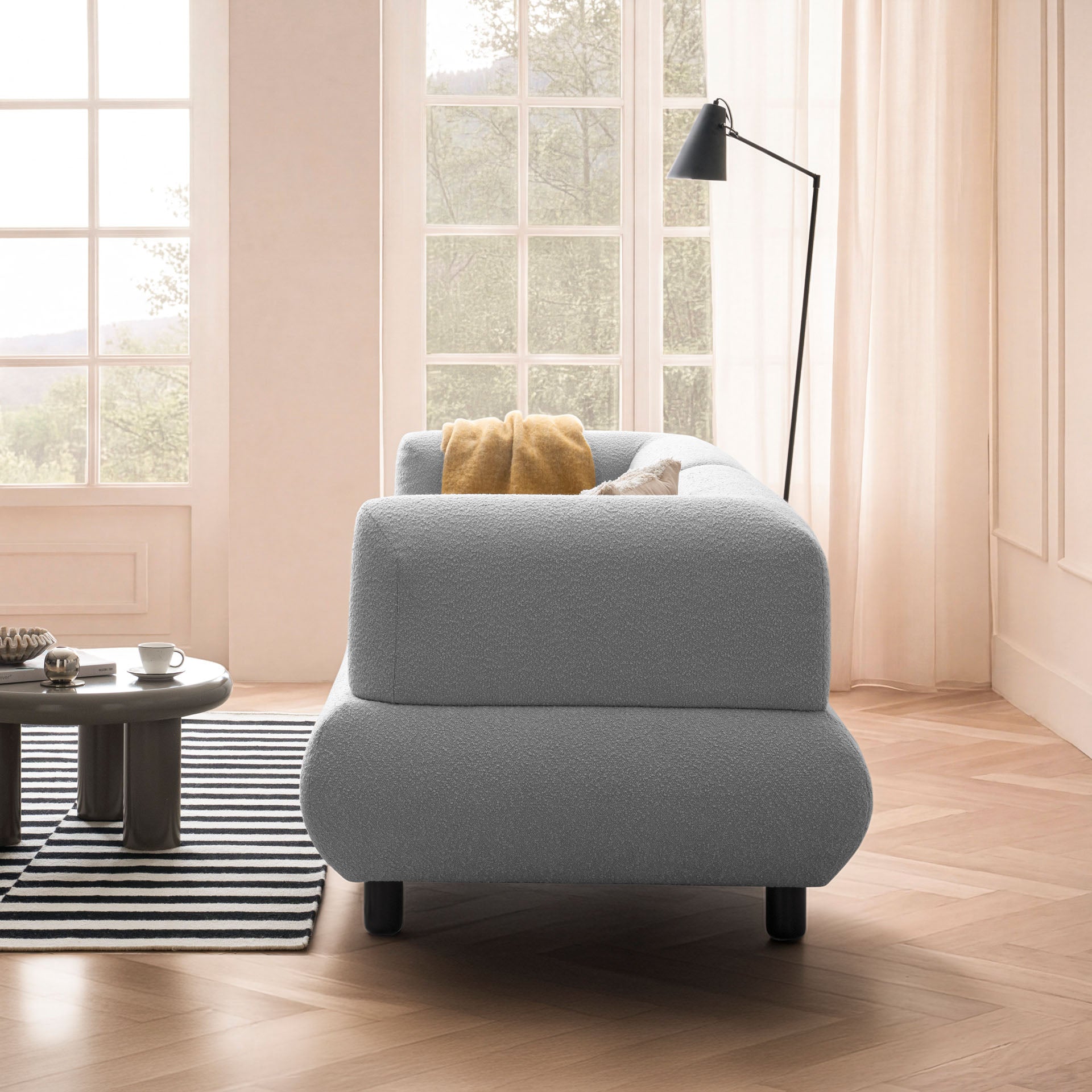 [SKU:1MODUL103HGROS] Sofa 3-Sitzer Hellgrau Polstersofa Couch Wohnzimmersofa Stoffsofa Designsofa