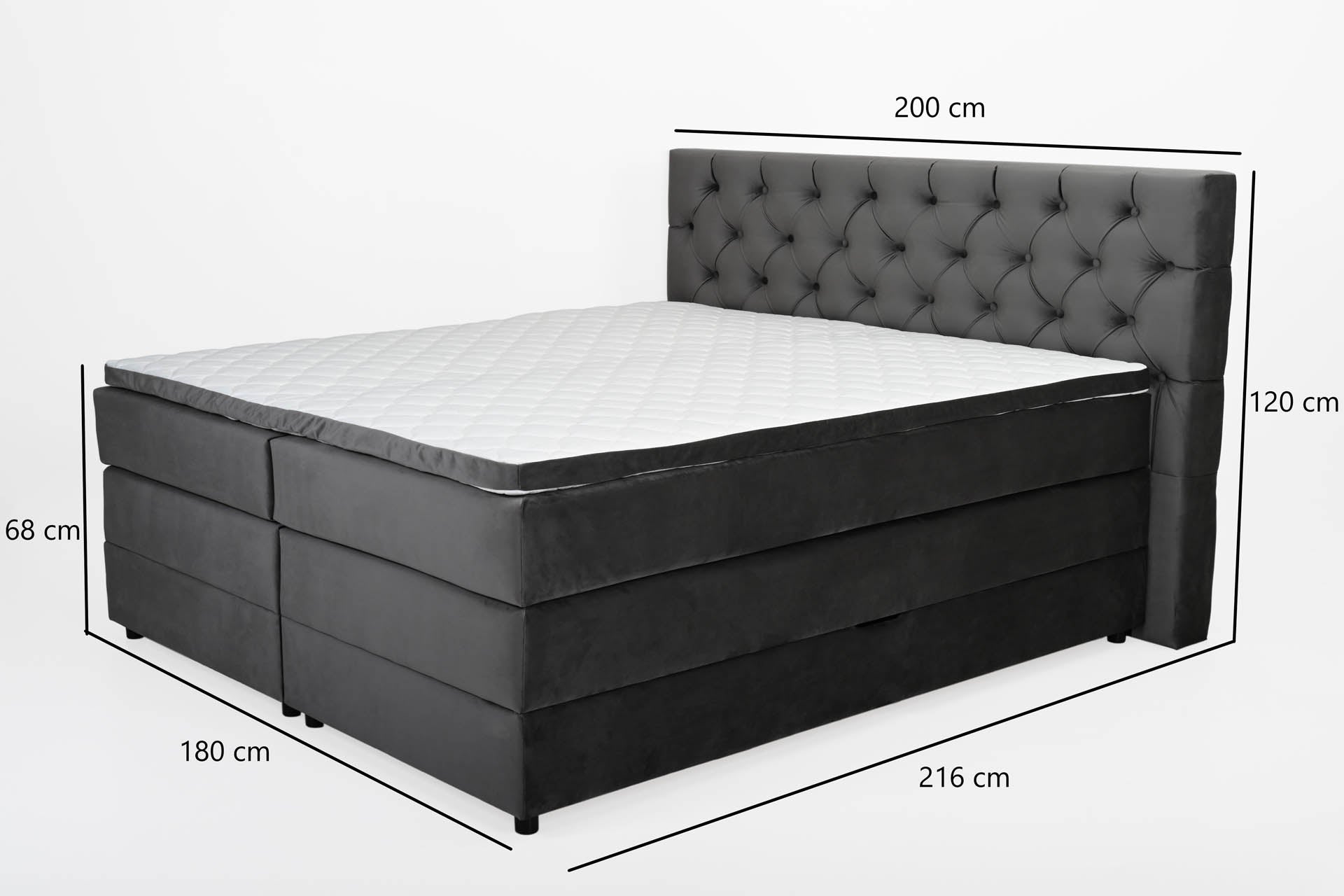 [SKU:ANY-160-ANT,ANY-180-ANT] Boxspringbett 180x200 160x200 Bett Bettkasten Polsterbett Doppelbett
