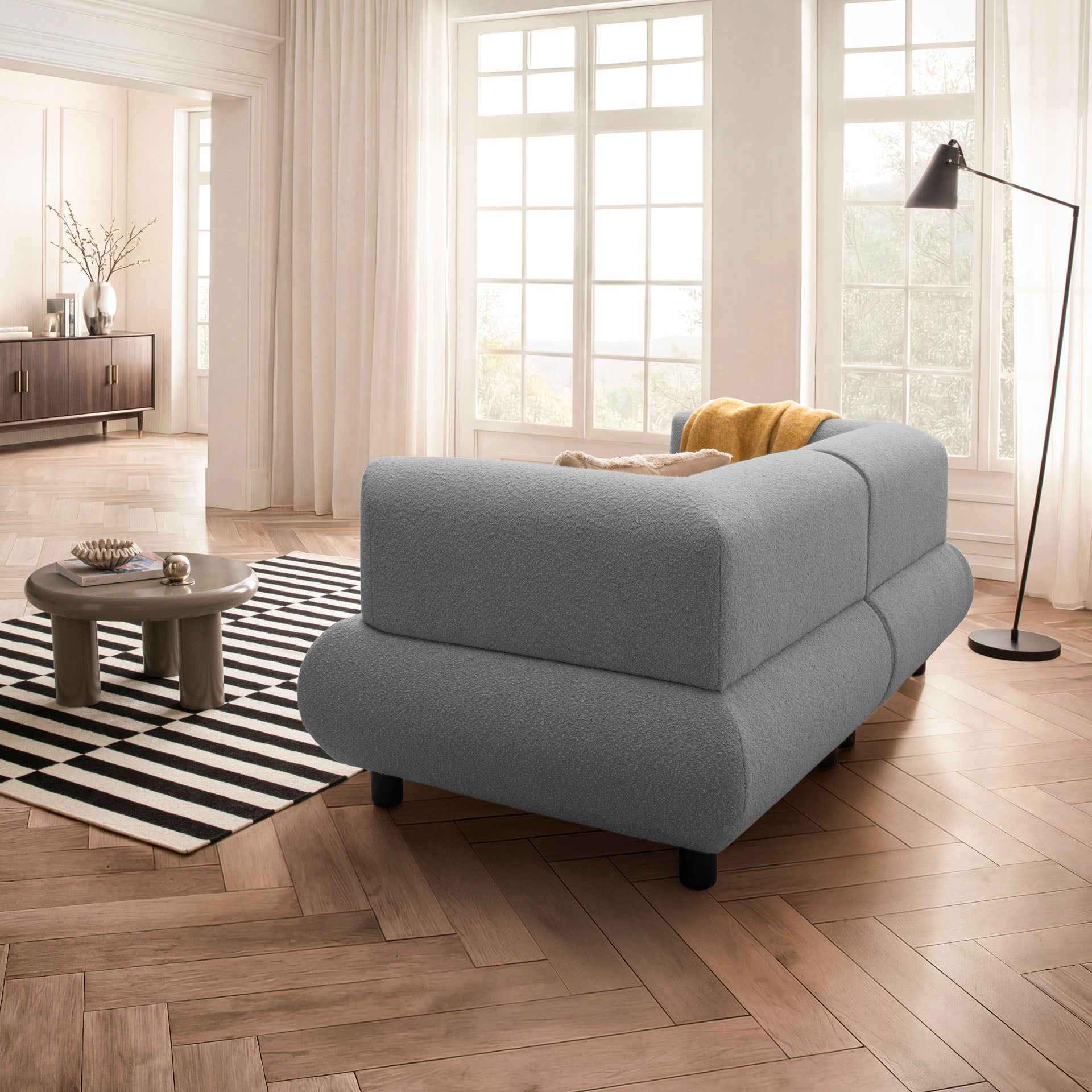 [SKU:1MODUL102ANTOS] Sofa 2-Sitzer Anthrazit Polstersofa Couch Wohnzimmersofa Stoffsofa Designsofa