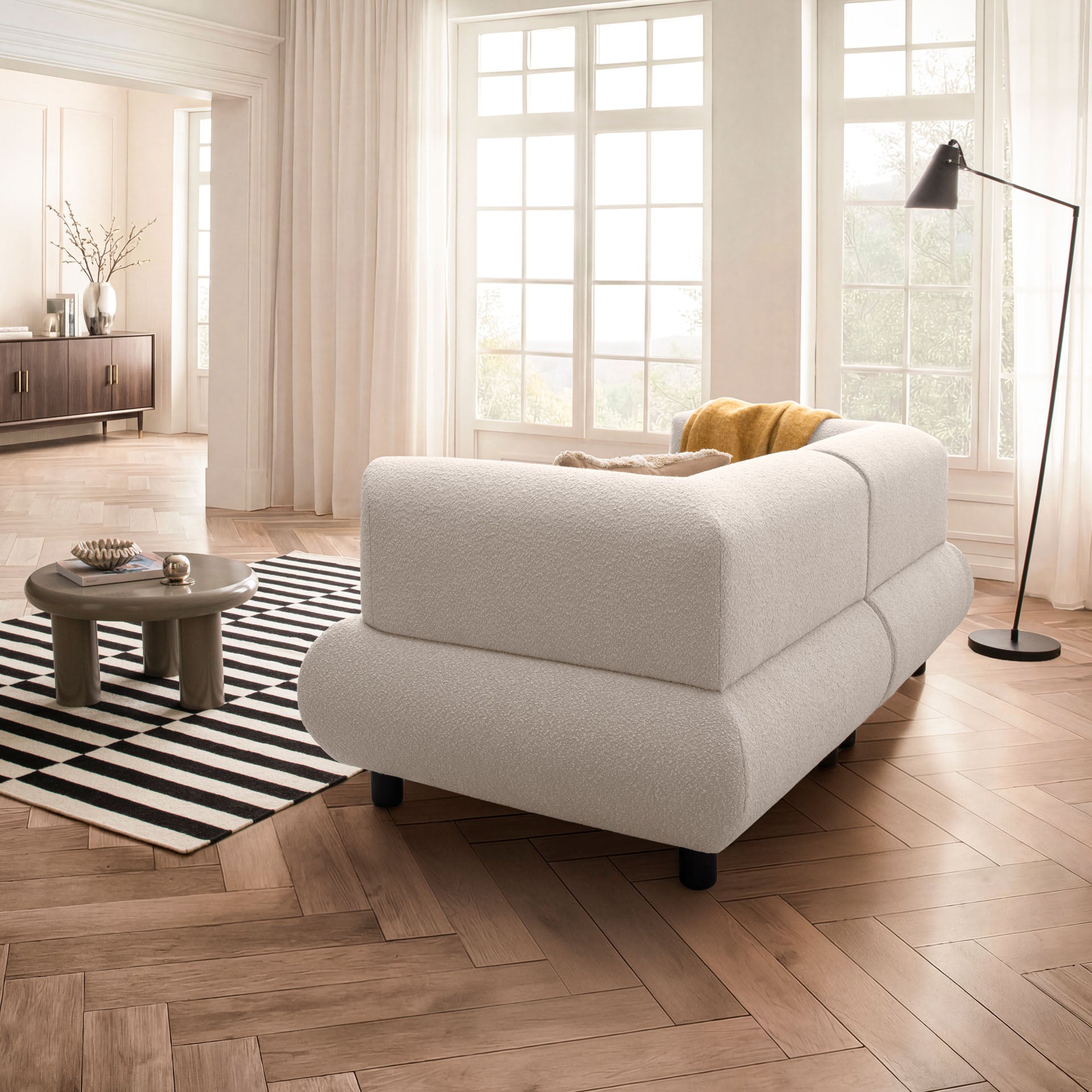 [SKU:1MODUL102BEIOS] Sofa 2-Sitzer Beige Polstersofa Couch Wohnzimmersofa Stoffsofa Designsofa