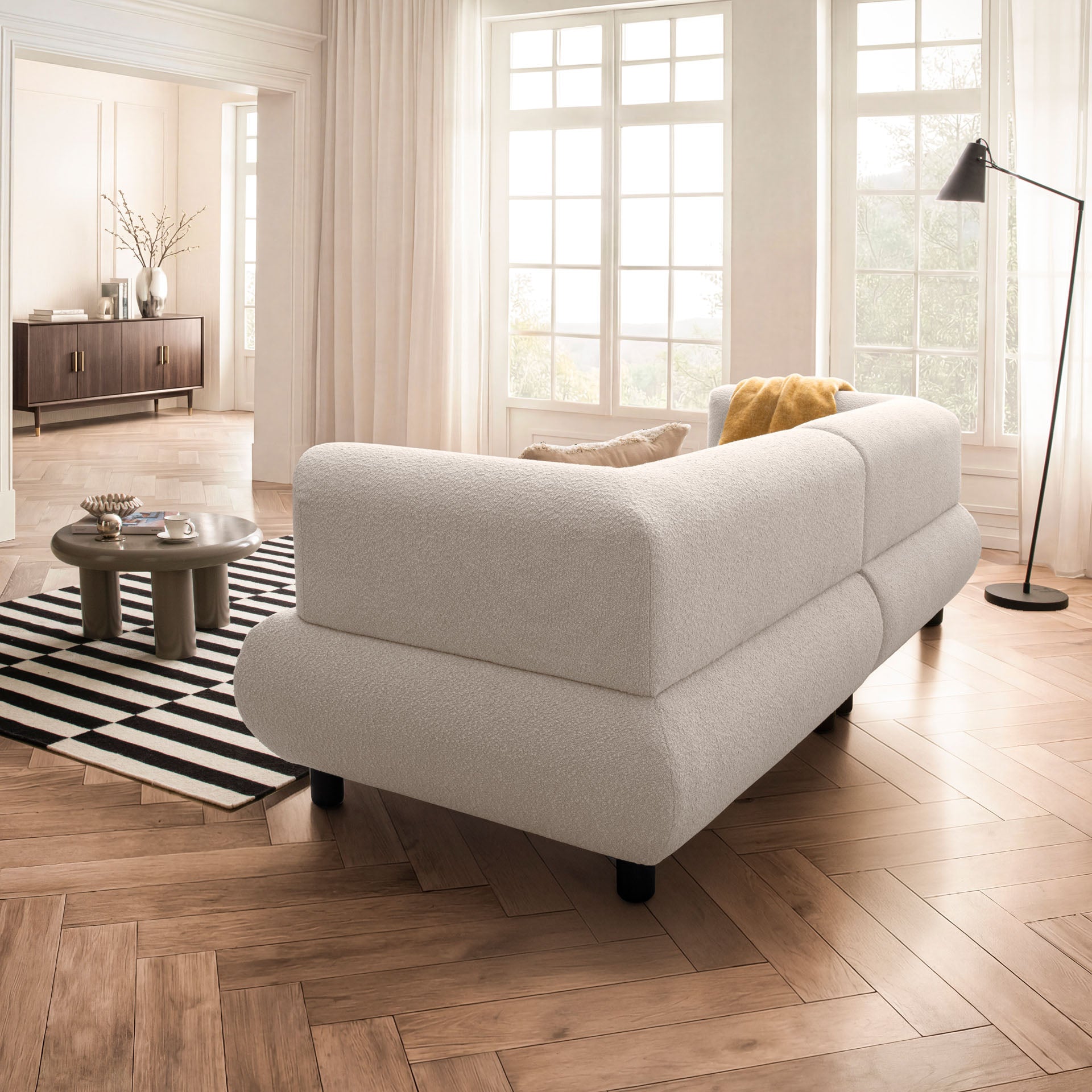 [SKU:1MODUL103BEIOS] Sofa 3-Sitzer Beige Polstersofa Couch Wohnzimmersofa Stoffsofa Designsofa