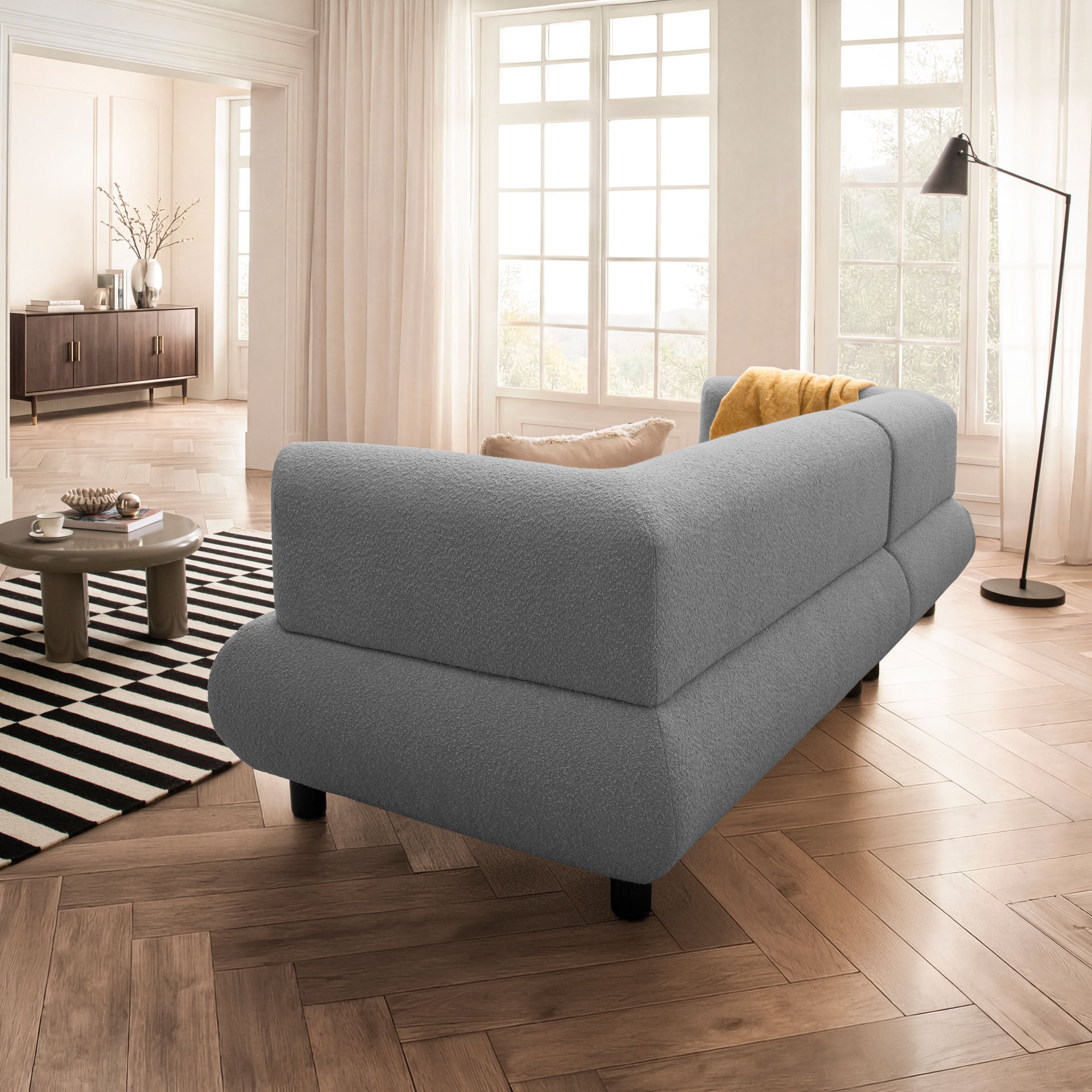 [SKU:1MODUL132ANTOS] Sofa 3-Sitzer Ecksofa Anthrazit Polstersofa Couch L-Form Ottomane links Wohnlandschaft Designsofa