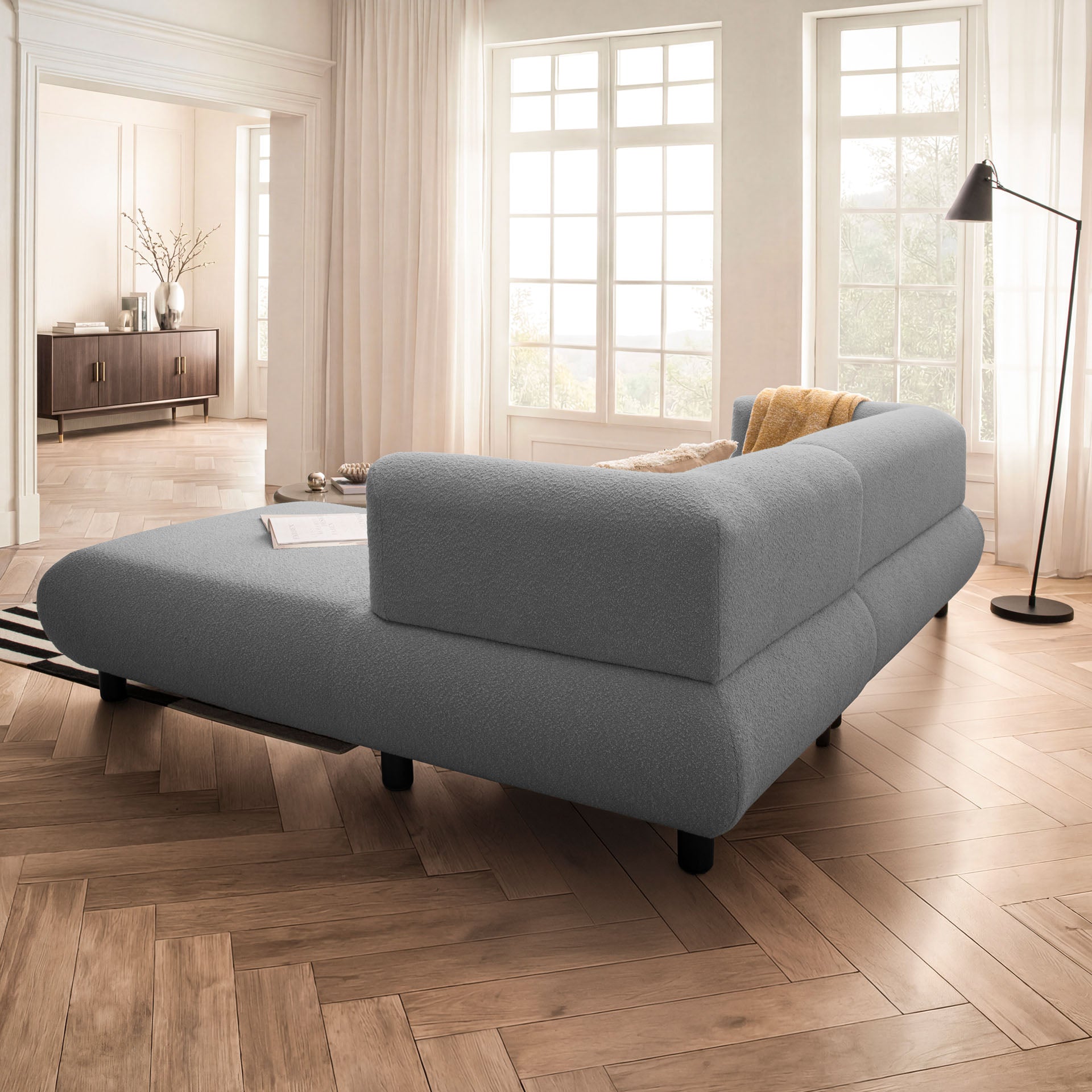 [SKU:1MODUL131ANTOS] Sofa 3-Sitzer Ecksofa Anthrazit Polstersofa Couch L-Form Ottomane rechts Wohnlandschaft Designsofa