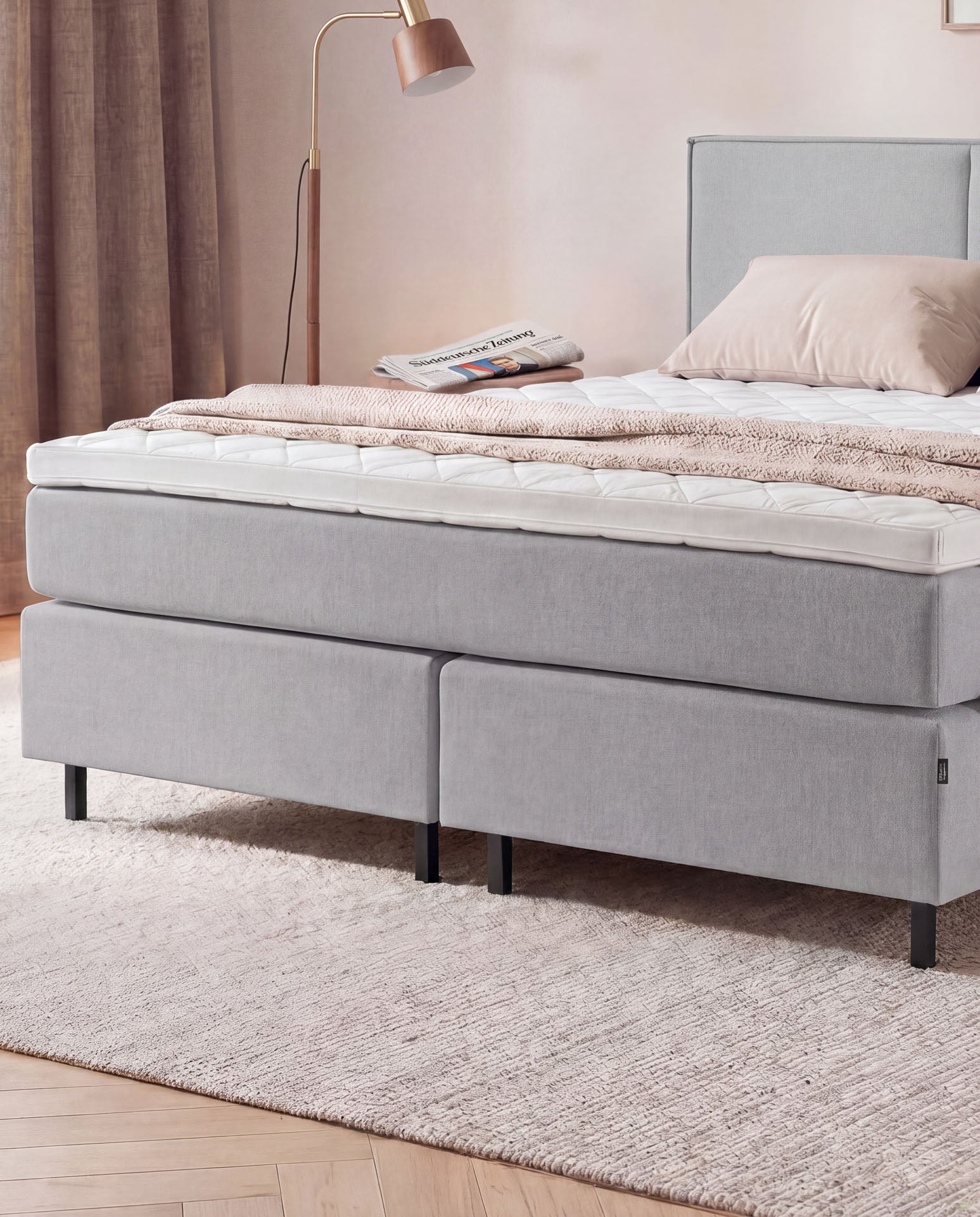 Boxspringbett 160x200 180x200 200x200 Hellgrau Bett Polsterbett Doppelbett Boxspring Bett grau Schlafzimmer
