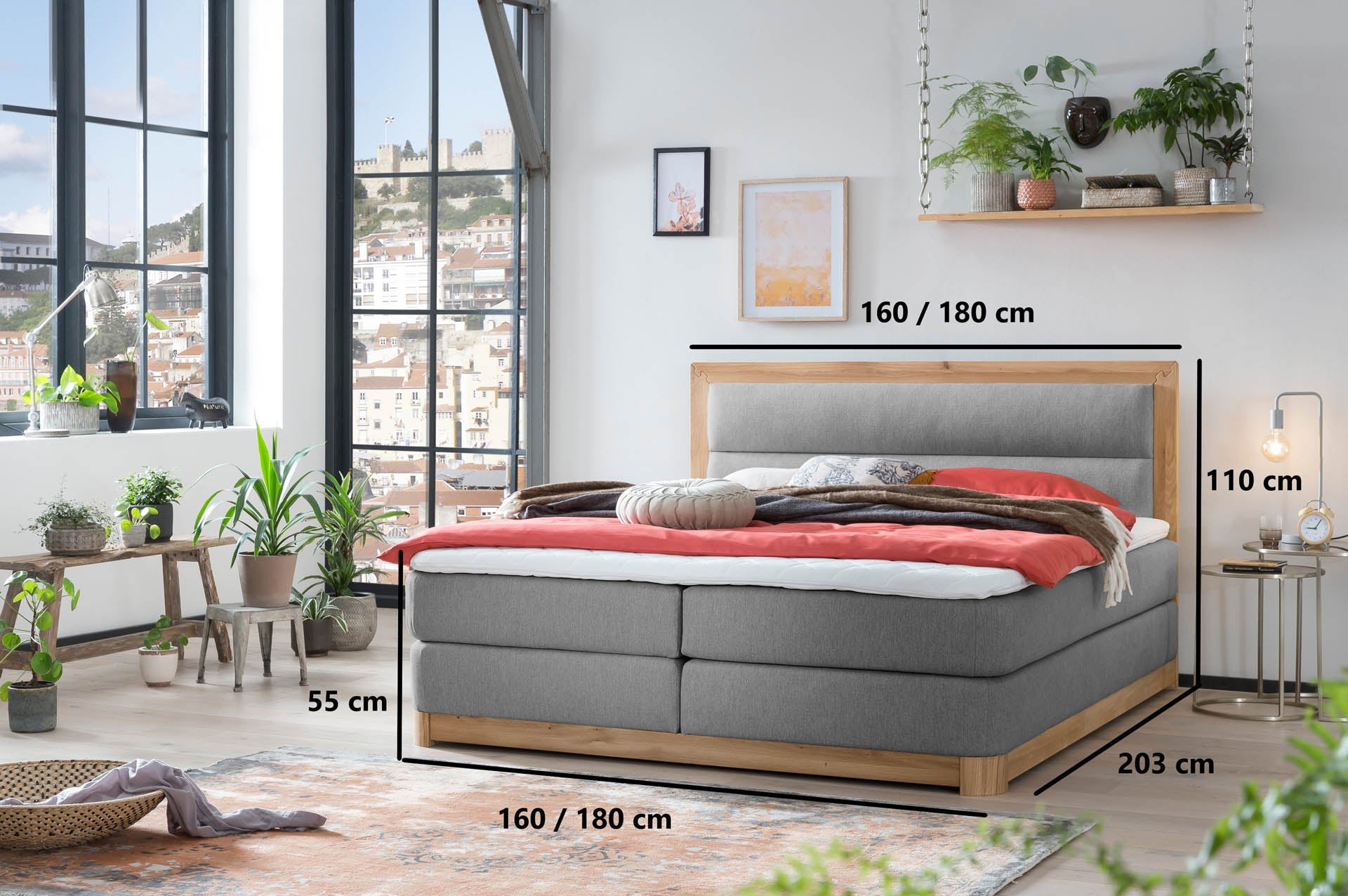 [SKU:VYG-140EC-GR,VYG-160EC-GR,VYG-180EC-GR,VYG-200EC-GR] Boxspringbett 180x200 160x200 Bett Bettkasten Polsterbett Doppelbett