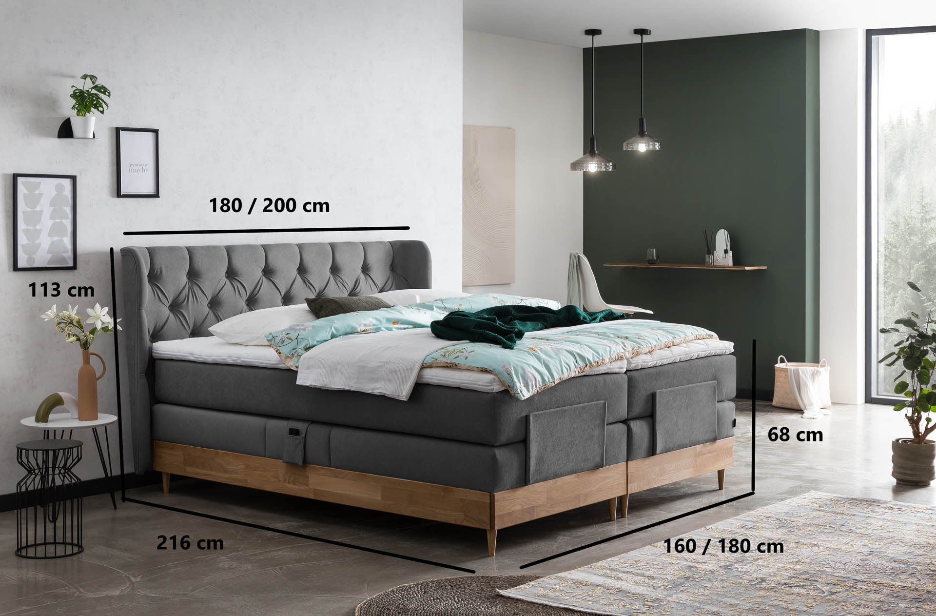 [SKU:EON-100EC-ANT-H2,EON-160EC-ANT-H2,EON-180EC-ANT-H2,EON-200EC-ANT-H2] Boxspringbett 180x200 160x200 Bett Bettkasten Polsterbett Doppelbett Motorbett Bett elektrisch verstellbar Bett mit Motor