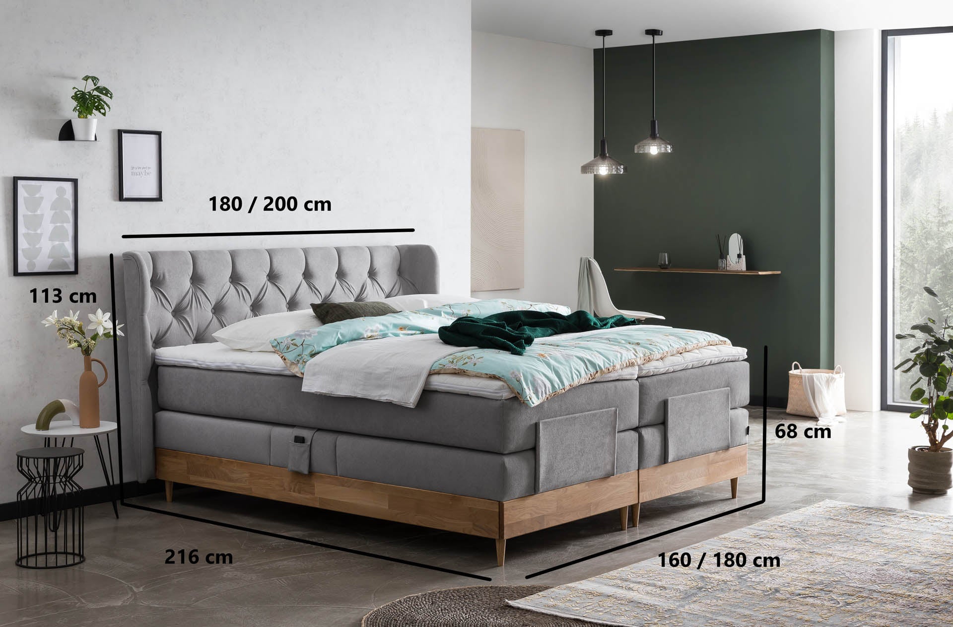 [SKU:EON-100EC-HLG-H2,EON-160EC-HLG-H2,EON-180EC-HLG-H2,EON-200EC-HLG-H2] Boxspringbett 180x200 160x200 Bett Bettkasten Polsterbett Doppelbett Motorbett Bett elektrisch verstellbar Bett mit Motor