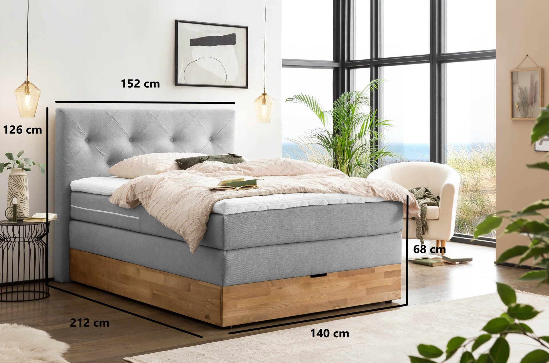 [SKU:ABM-140BTK-HLG] Boxspringbett 180x200 160x200 Bett Bettkasten Polsterbett Doppelbett Motorbett Bett elektrisch verstellbar Bett mit Motor