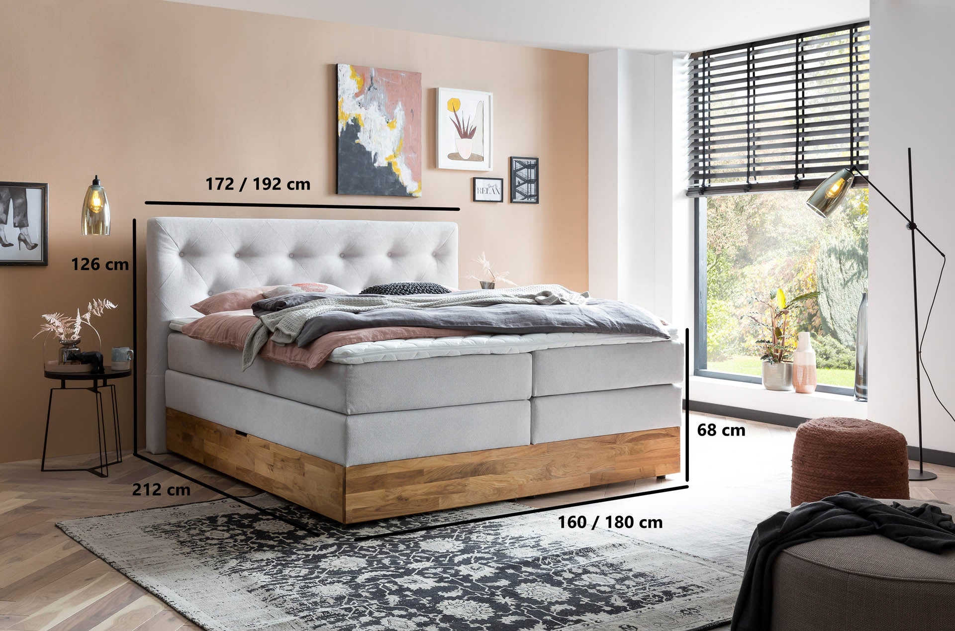 [SKU:ABM-160BTK-WSG,ABM-180BTK-WSG,ABM-200BTK-WSG] Boxspringbett 180x200 160x200 Bett Bettkasten Polsterbett Doppelbett Motorbett Bett elektrisch verstellbar Bett mit Motor