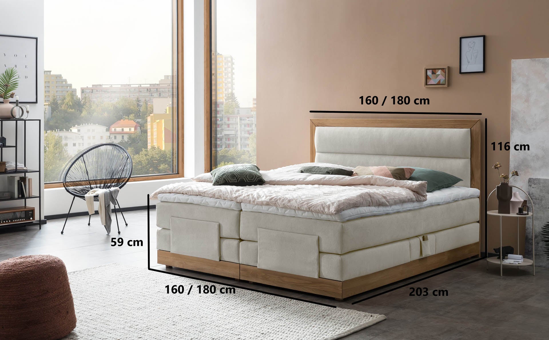 [SKU:MODELA-100-BEI,MODELA-160-BEI,MODELA-180-BEI,MODELA-200-BEI] Boxspringbett 180x200 160x200 Bett Bettkasten Polsterbett Doppelbett Motorbett Bett elektrisch verstellbar Bett mit Motor