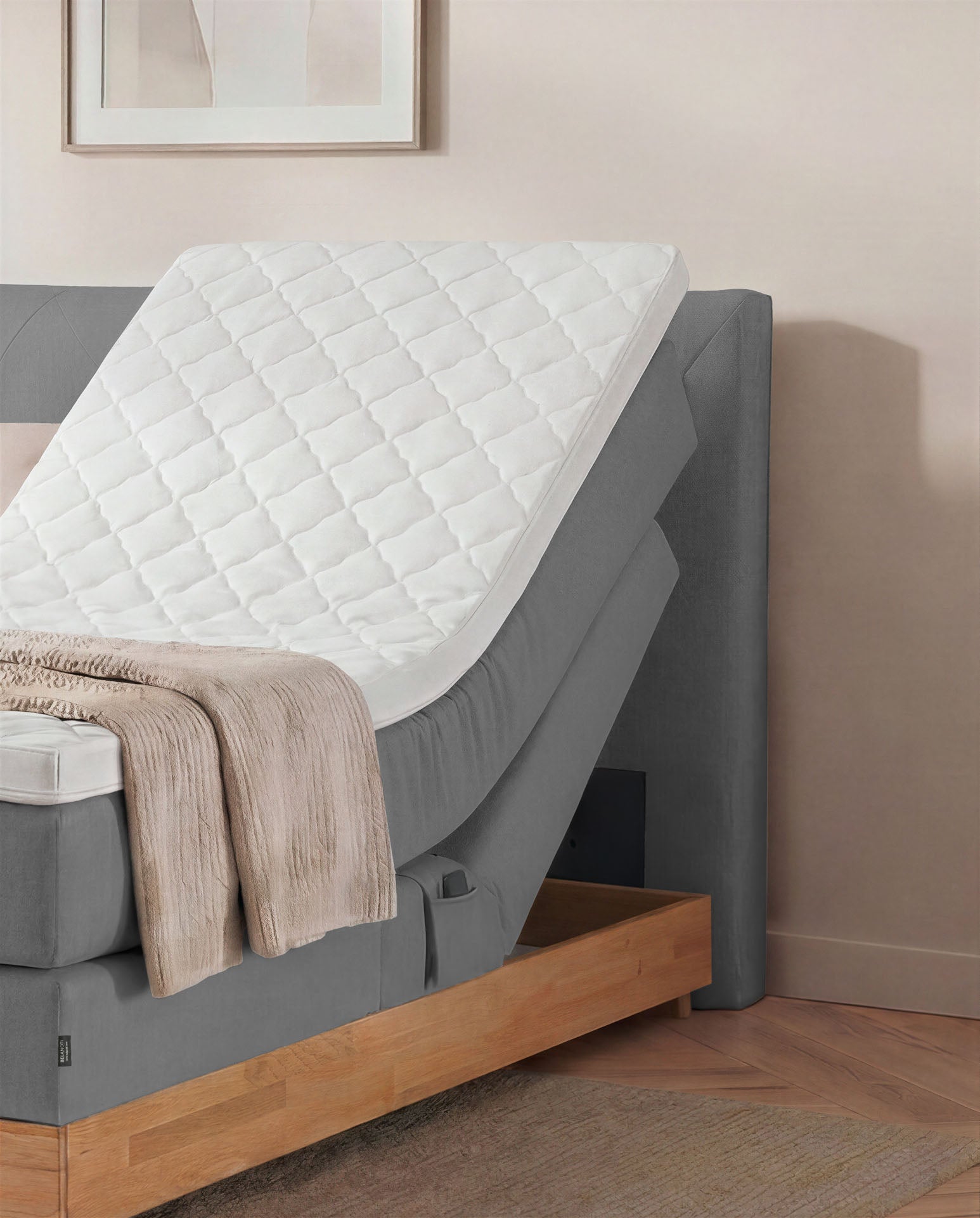 [SKU:3ABI16ANTEVE,3ABI18ANTEVE,3ABI20ANTEVE] Boxspringbett 160x200 180x200 200x200 Anthrazit Bett elektrisch verstellbar Eiche Holz Motorbett Bett mit Motor Polsterbett Doppelbett Bett verstellbar Schlafzimmer