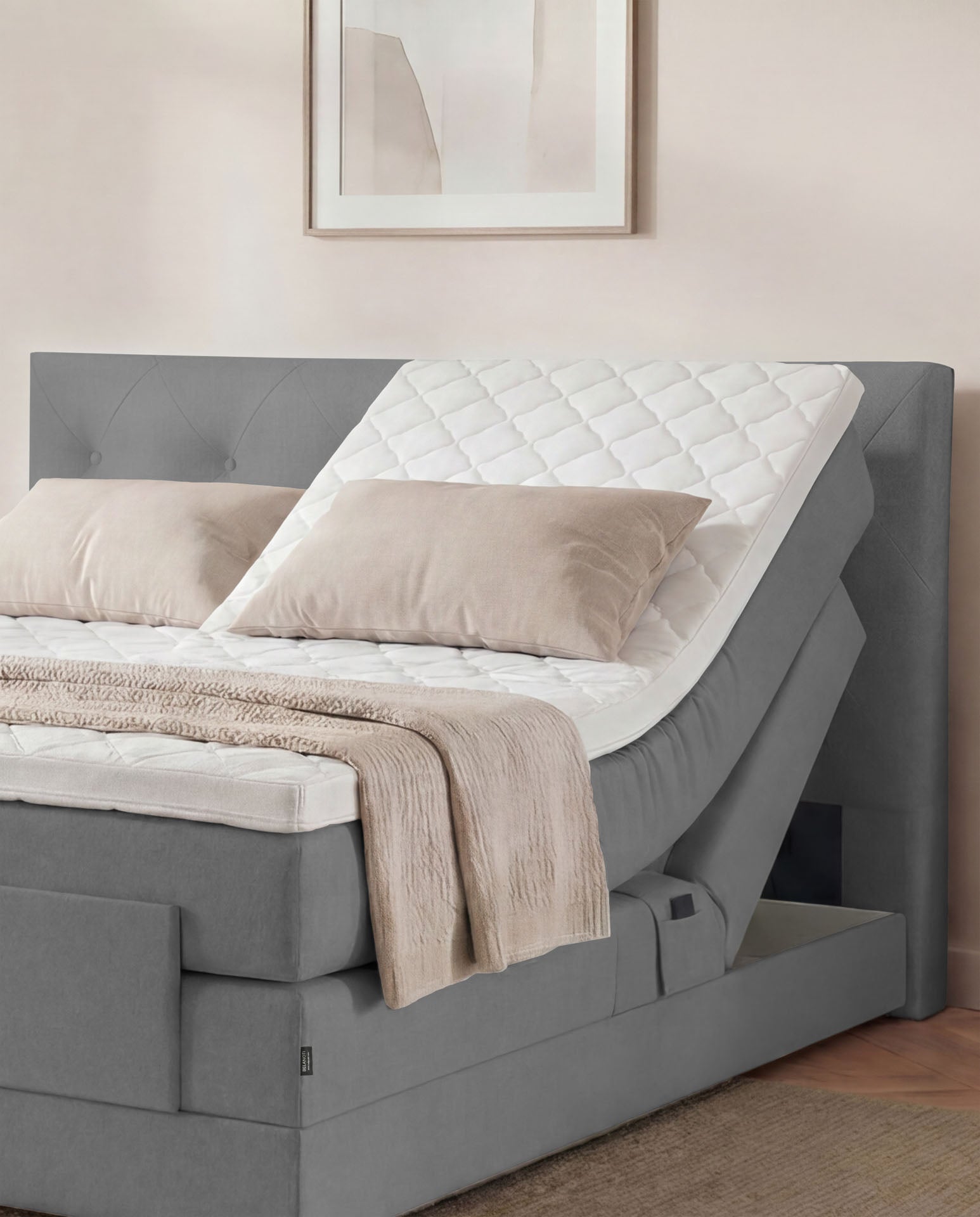[SKU:3ABI16ANTEV,3ABI18ANTEV,3ABI20ANTEV] Boxspringbett 160x200 180x200 200x200 Anthrazit Bett elektrisch verstellbar Motorbett Bett mit Motor Polsterbett Doppelbett Bett verstellbar Schlafzimmer