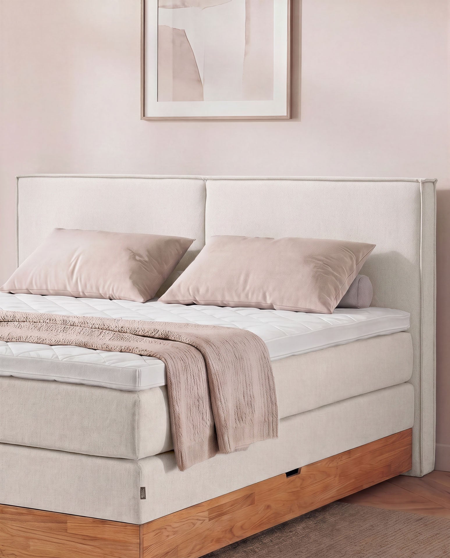 Boxspringbett mit Bettkasten Eiche 160x200 180x200 200x200 Beige Bett Stauraum Holzrahmen Polsterbett Doppelbett