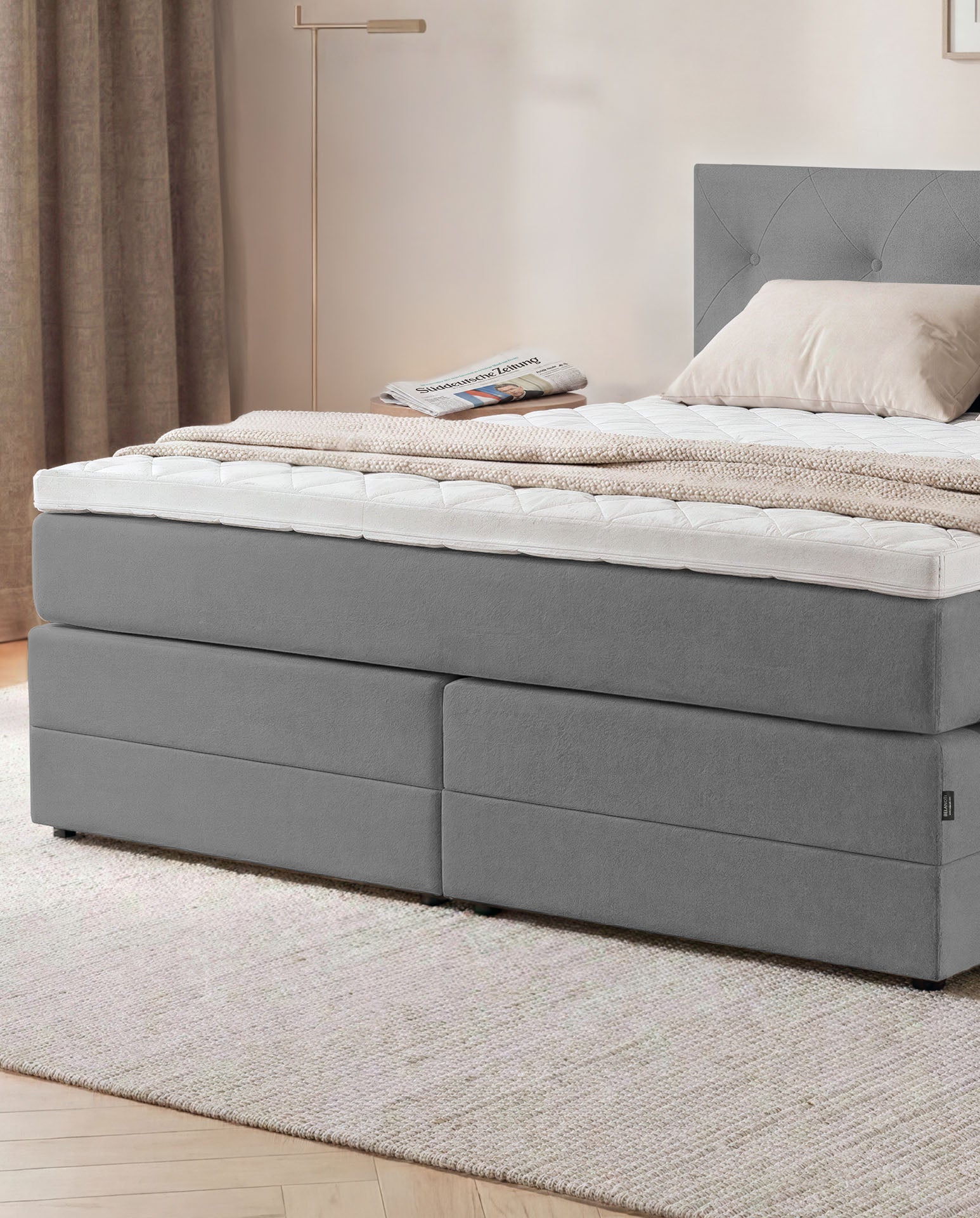 [SKU:3ABI16ANTBK,3ABI18ANTBK,3ABI20ANTBK] Boxspringbett 160x200 180x200 200x200 Anthrazit Bett Bettkasten Polsterbett Doppelbett Stauraumbett Bett mit Stauraum Schlafzimmer