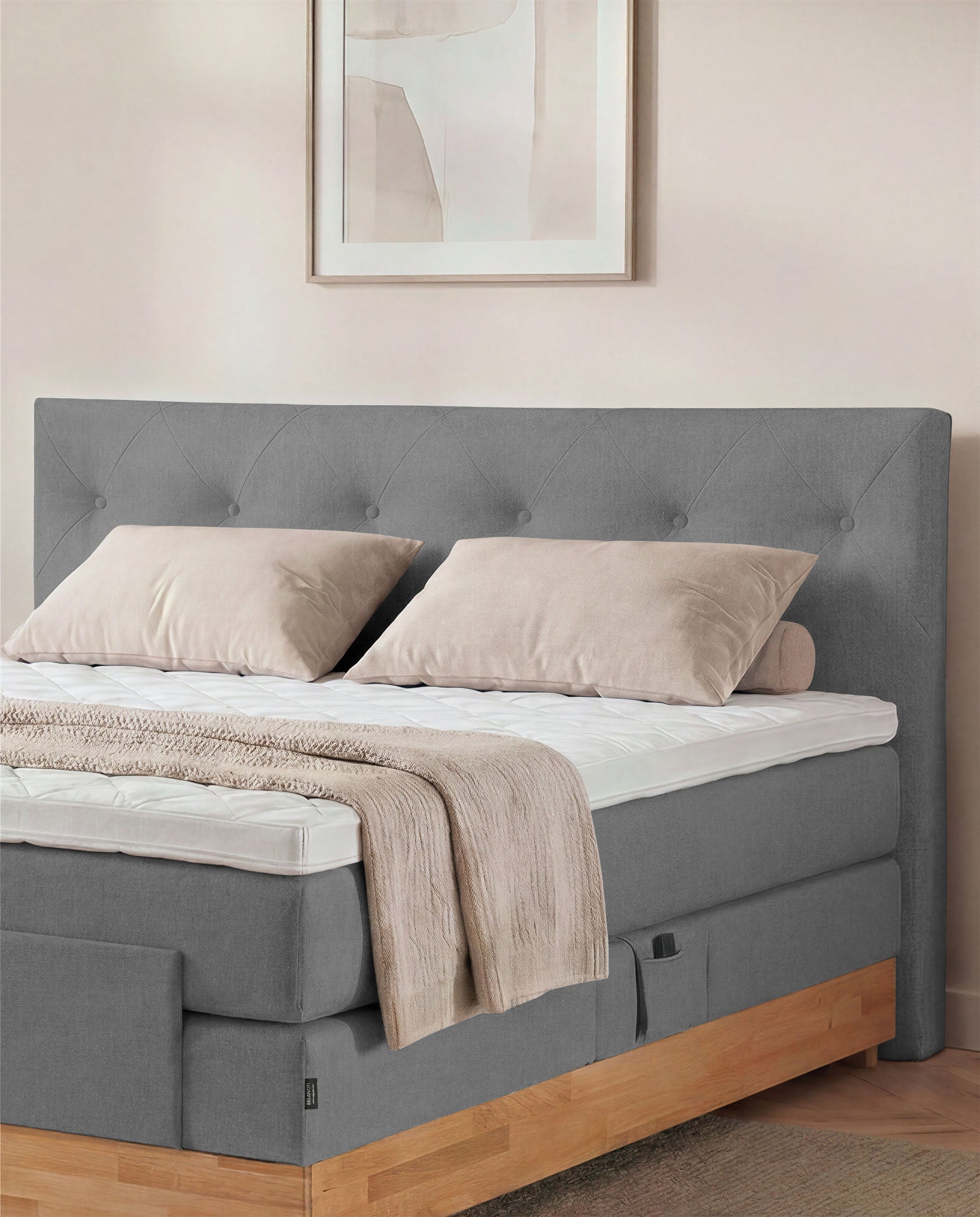 [SKU:3ABI16ANTEVE,3ABI18ANTEVE,3ABI20ANTEVE] Boxspringbett 160x200 180x200 200x200 Anthrazit Bett elektrisch verstellbar Eiche Holz Motorbett Bett mit Motor Polsterbett Doppelbett Bett verstellbar Schlafzimmer