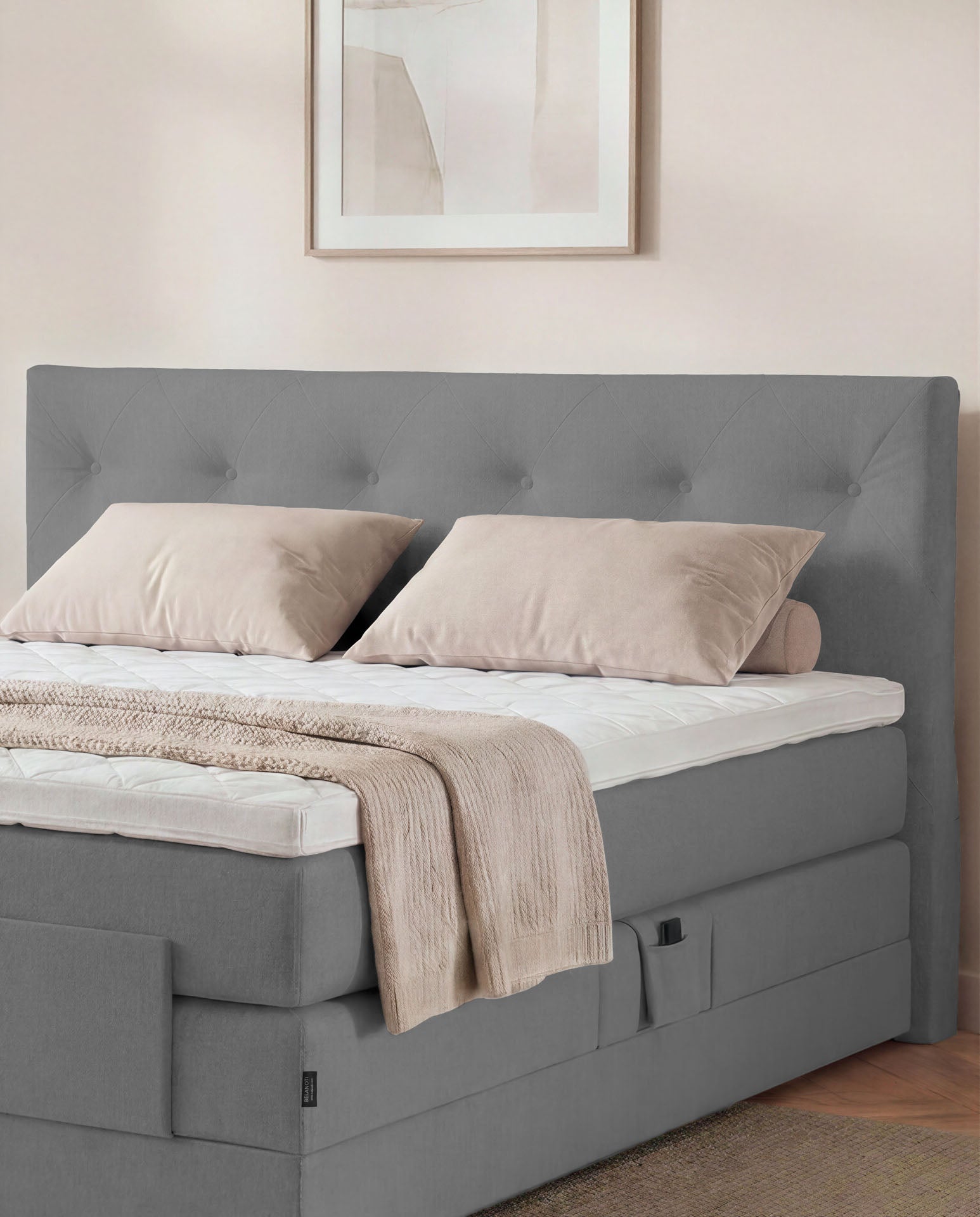 [SKU:3ABI16ANTEV,3ABI18ANTEV,3ABI20ANTEV] Boxspringbett 160x200 180x200 200x200 Anthrazit Bett elektrisch verstellbar Motorbett Bett mit Motor Polsterbett Doppelbett Bett verstellbar Schlafzimmer