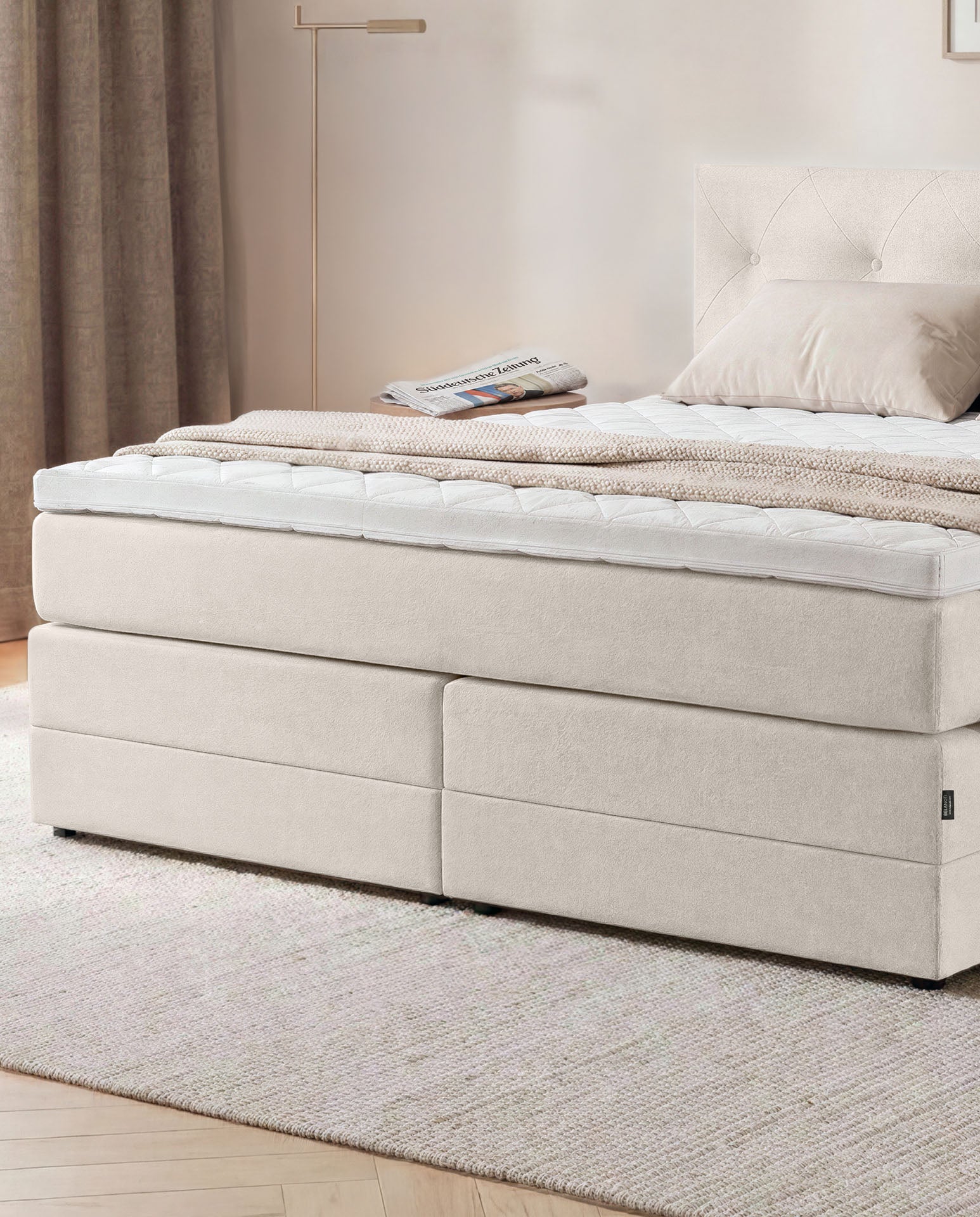 [SKU:3ABI16BEIBK,3ABI18BEIBK,3ABI20BEIBK] Boxspringbett 160x200 180x200 200x200 Beige Bett Bettkasten Polsterbett Doppelbett Stauraumbett Bett mit Stauraum Schlafzimmer