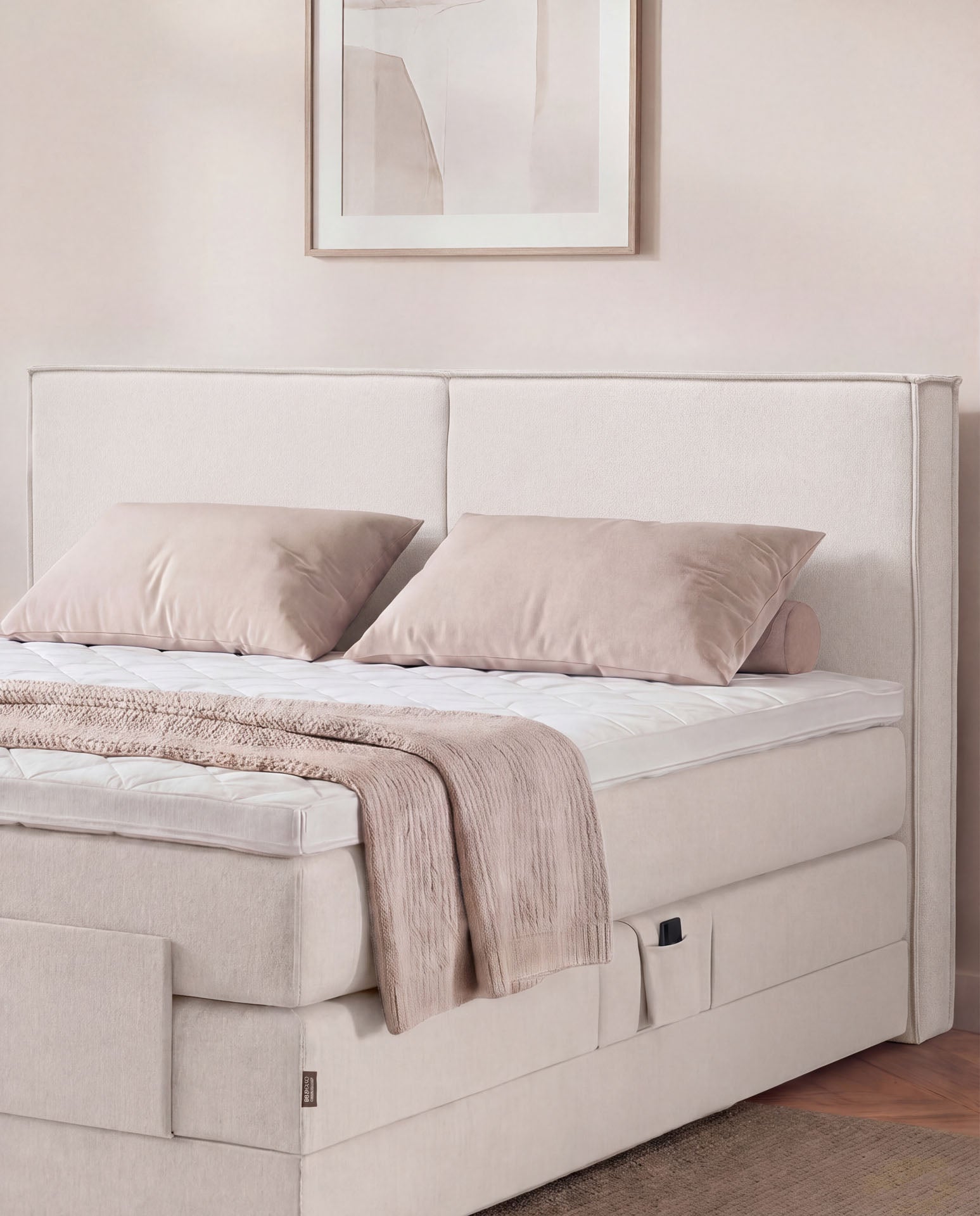 Boxspringbett elektrisch verstellbar 160x200 180x200 200x200 Beige Motorbett Bett mit Motor Polsterbett Doppelbett