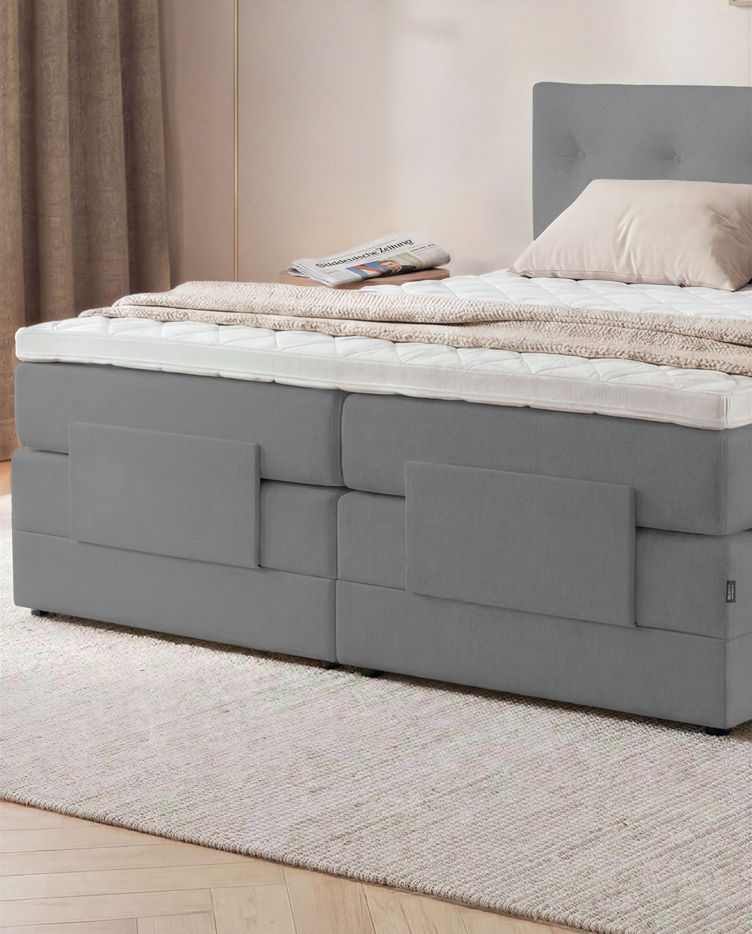 [SKU:3ABI16ANTEV,3ABI18ANTEV,3ABI20ANTEV] Boxspringbett 160x200 180x200 200x200 Anthrazit Bett elektrisch verstellbar Motorbett Bett mit Motor Polsterbett Doppelbett Bett verstellbar Schlafzimmer