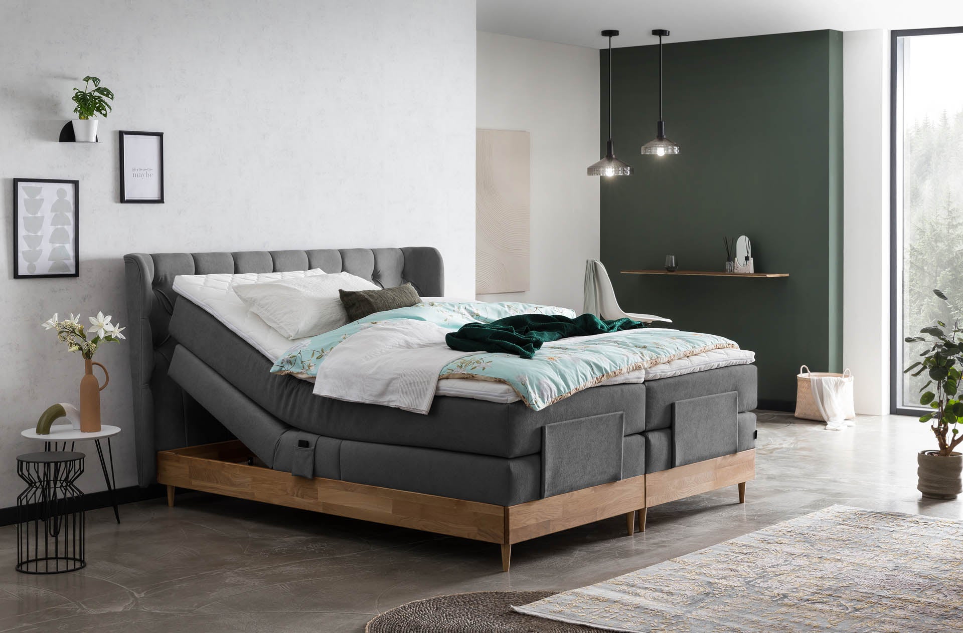 [SKU:EON-160EC-ANT-H2,EON-180EC-ANT-H2] Boxspringbett 180x200 160x200 Bett Bettkasten Polsterbett Doppelbett Motorbett Bett elektrisch verstellbar Bett mit Motor