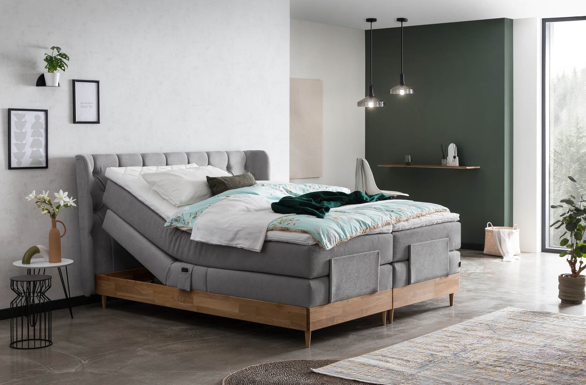 [SKU:EON-160EC-HLG-H2,EON-180EC-HLG-H2] Boxspringbett 180x200 160x200 Bett Bettkasten Polsterbett Doppelbett Motorbett Bett elektrisch verstellbar Bett mit Motor