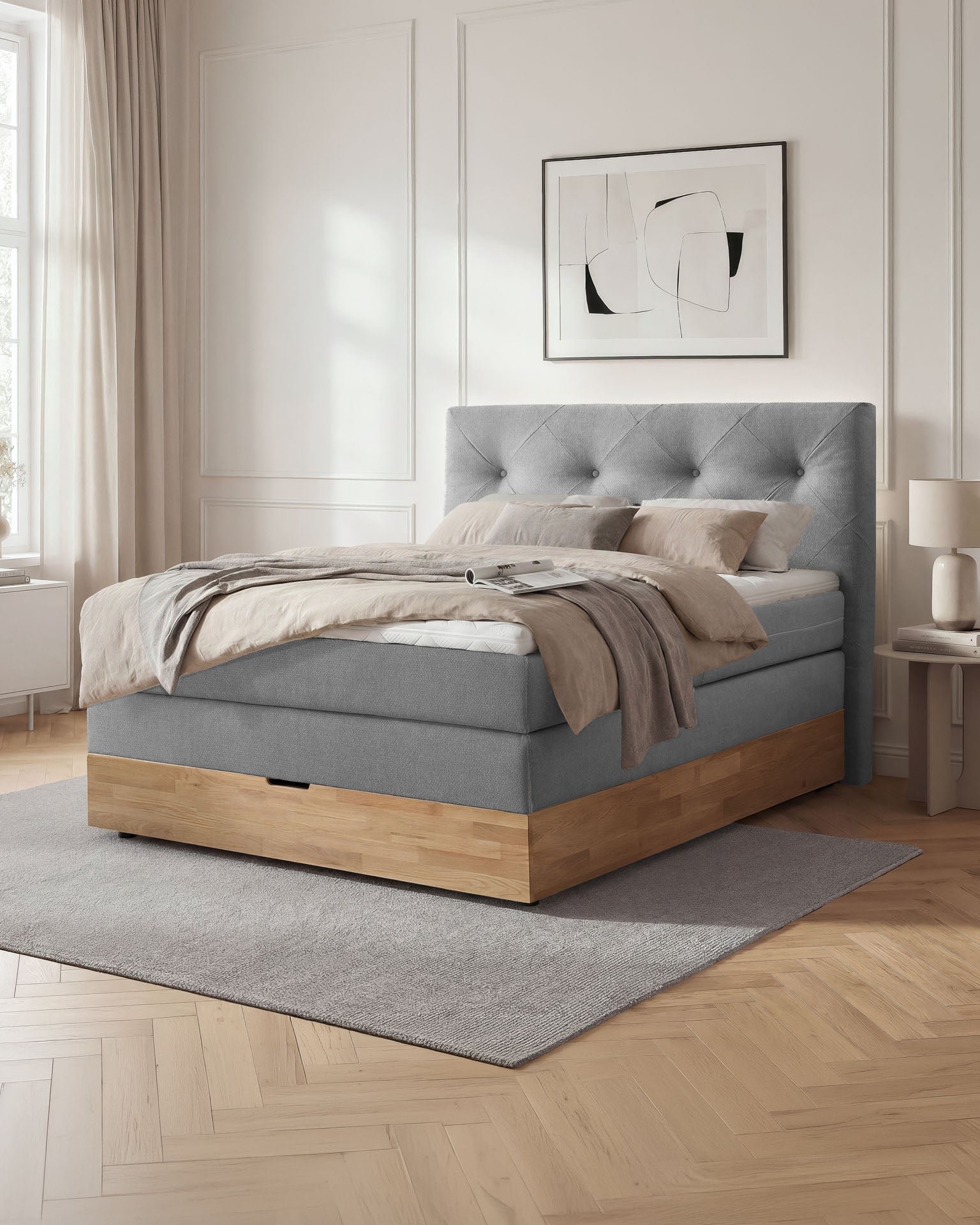 [SKU:ABM-140BTK-ANT] Boxspringbett 180x200 160x200 Bett Bettkasten Polsterbett Doppelbett Motorbett Bett elektrisch verstellbar Bett mit Motor