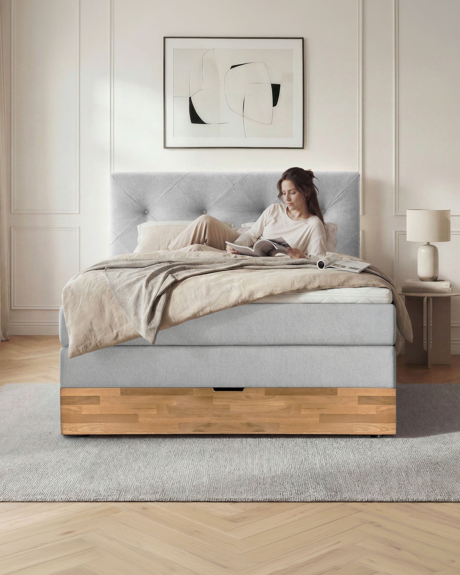 [SKU:ABM-140BTK-HLG] Boxspringbett 180x200 160x200 Bett Bettkasten Polsterbett Doppelbett Motorbett Bett elektrisch verstellbar Bett mit Motor