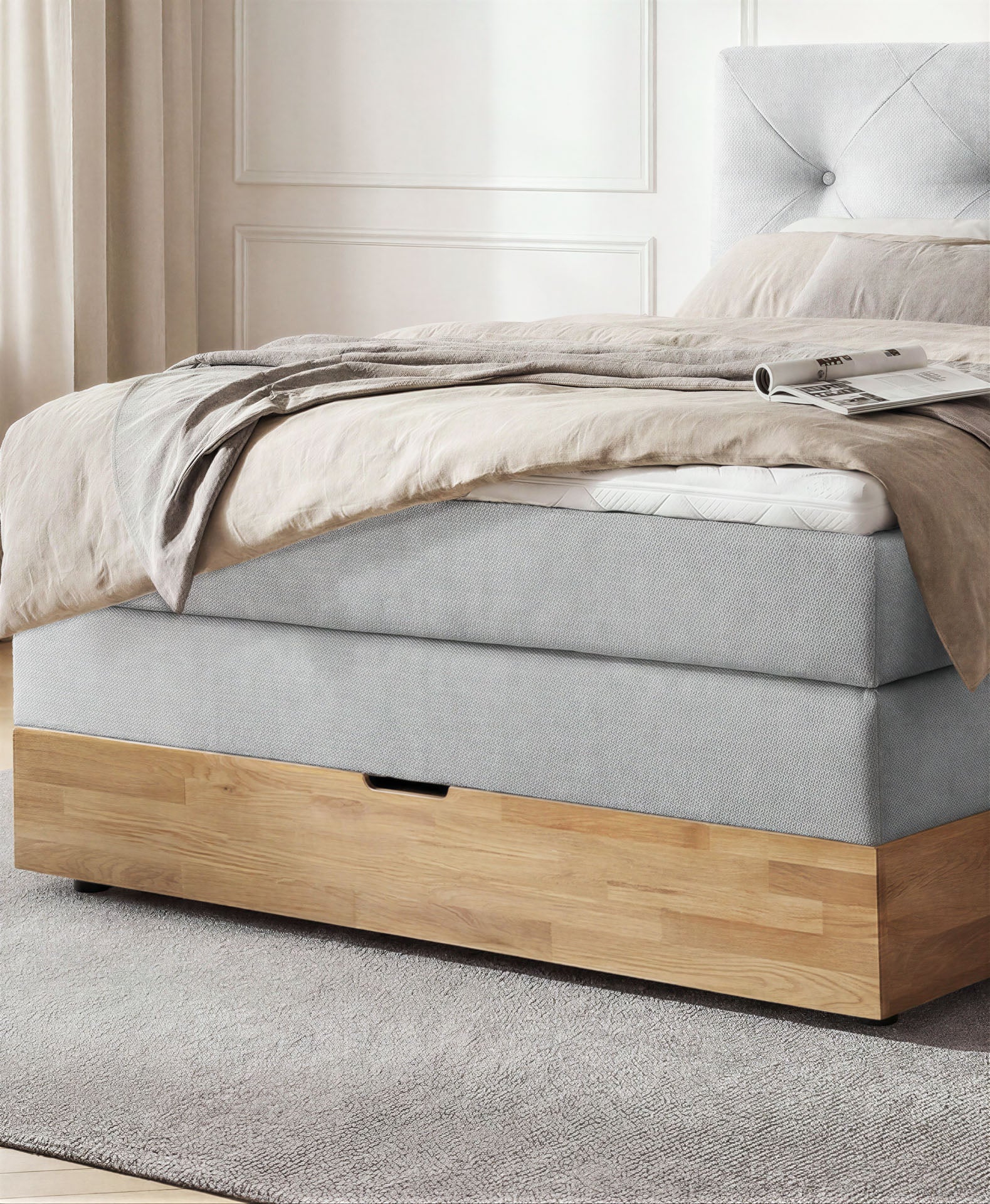 [SKU:ABM-140BTK-HLG] Boxspringbett 180x200 160x200 Bett Bettkasten Polsterbett Doppelbett Motorbett Bett elektrisch verstellbar Bett mit Motor