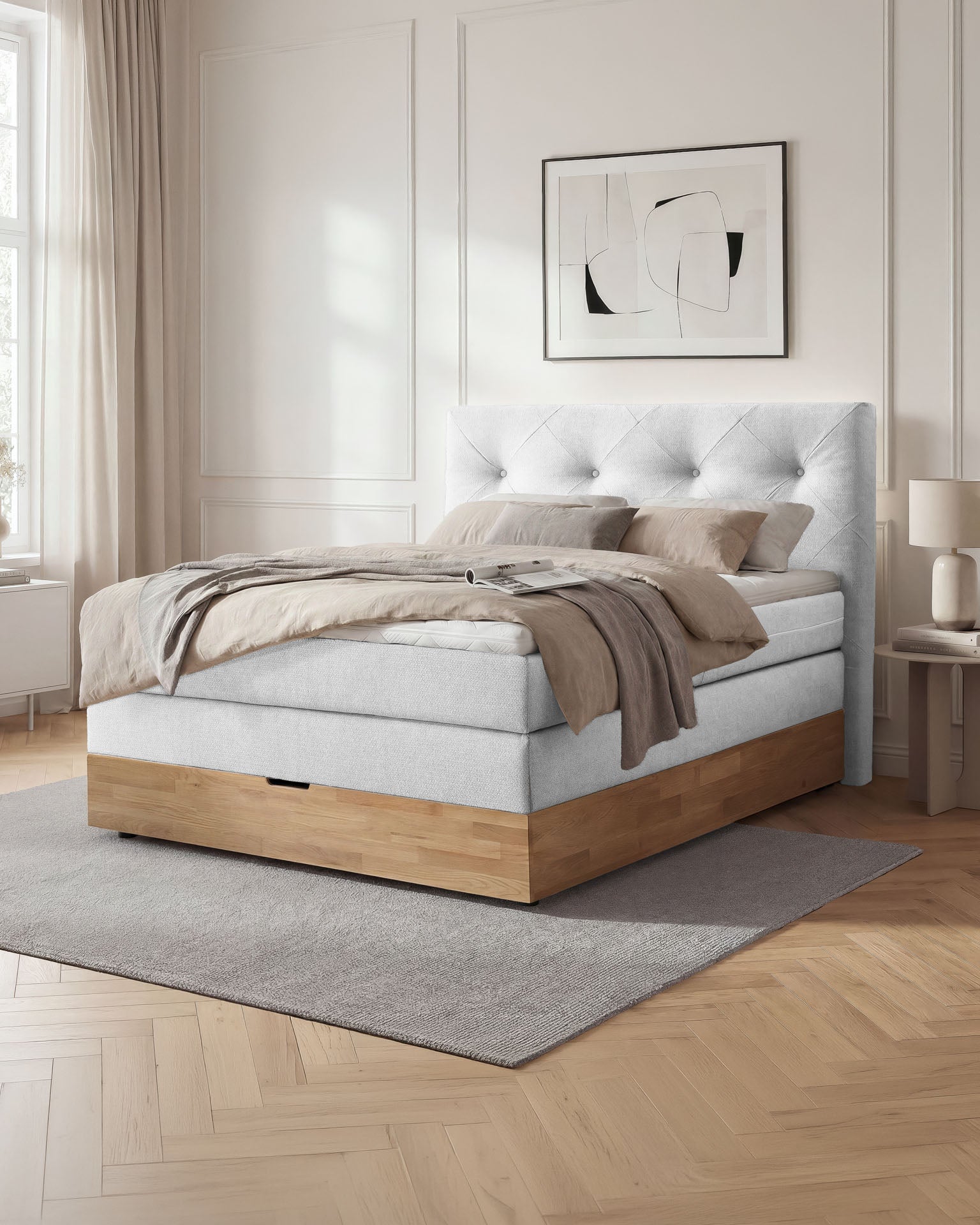 [SKU:ABM-140BTK-WSG] Boxspringbett 180x200 160x200 Bett Bettkasten Polsterbett Doppelbett Motorbett Bett elektrisch verstellbar Bett mit Motor