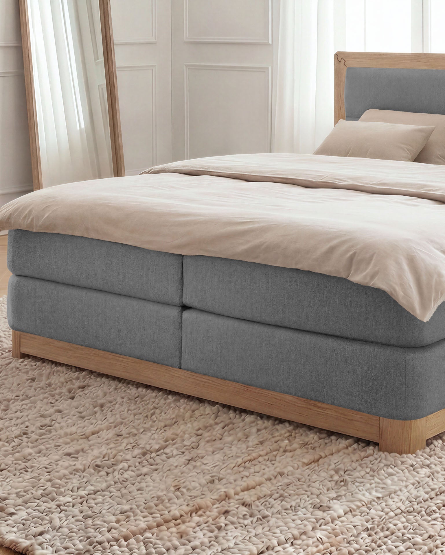 [SKU:VYG-140EC-GR,VYG-160EC-GR,VYG-180EC-GR,VYG-200EC-GR] Boxspringbett 180x200 160x200 Bett Bettkasten Polsterbett Doppelbett