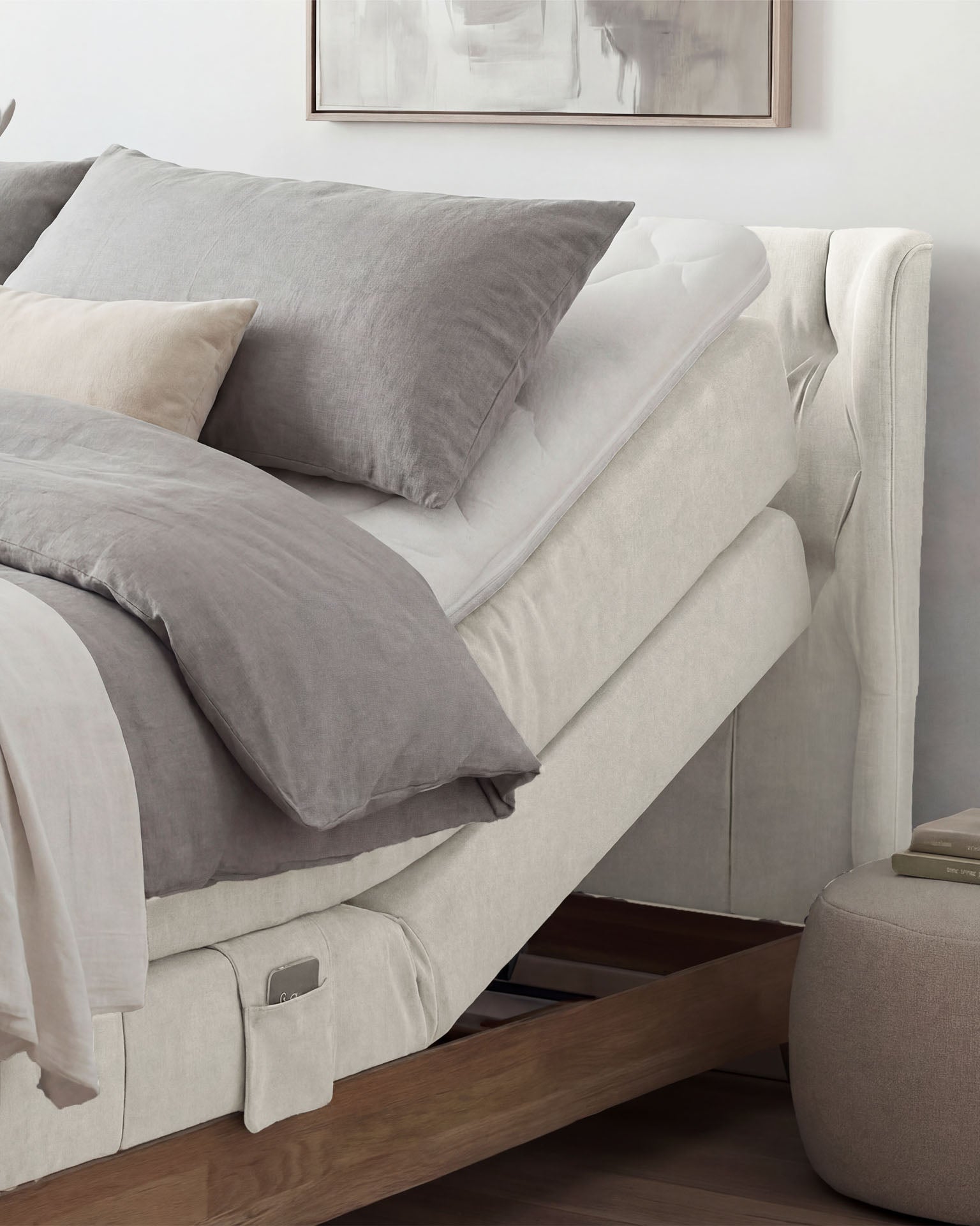 [SKU:EON-100EC-BEI-H2,EON-160EC-BEI-H2,EON-180EC-BEI-H2,EON-200EC-BEI-H2] Boxspringbett 180x200 160x200 Bett Bettkasten Polsterbett Doppelbett Motorbett Bett elektrisch verstellbar Bett mit Motor