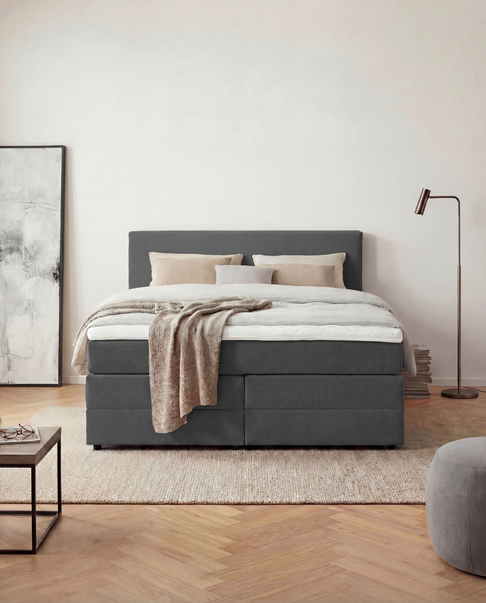 [SKU:LOFT-140-ANT,LOFT-160-ANT,LOFT-180-ANT,LOFT-200-ANT] Boxspringbett 180x200 160x200 Bett Bettkasten Polsterbett Doppelbett Motorbett Bett elektrisch verstellbar Bett mit Motor