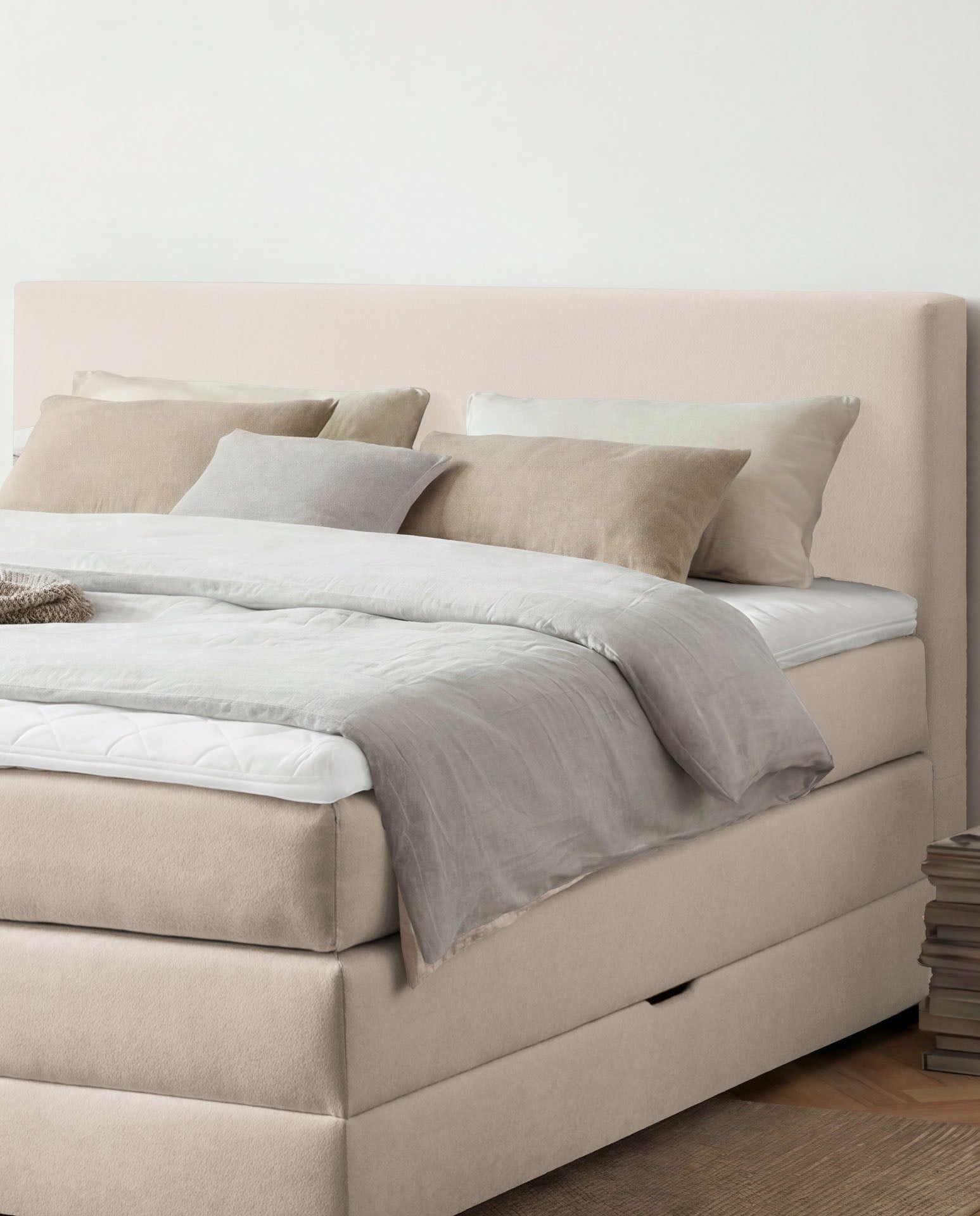 [SKU:LOFT-140-BEI,LOFT-160-BEI,LOFT-180-BEI,LOFT-200-BEI] Boxspringbett 180x200 160x200 Bett Bettkasten Polsterbett Doppelbett Motorbett Bett elektrisch verstellbar Bett mit Motor